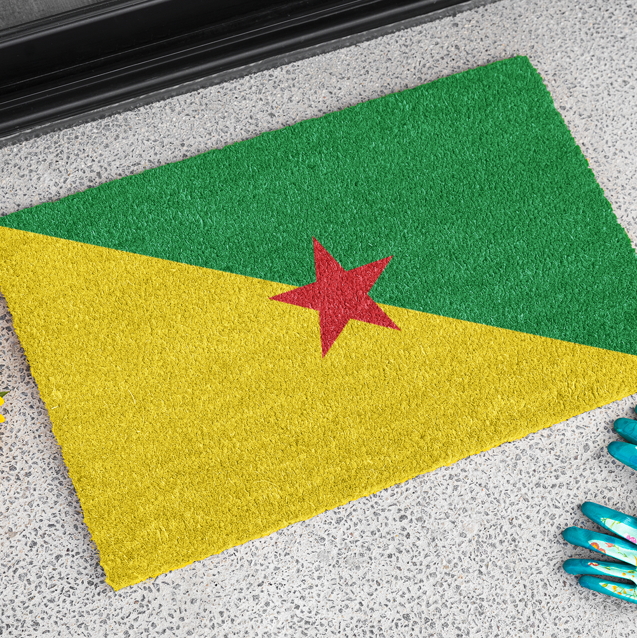 Alfombrilla antideslizante para exteriores con la bandera de la Guayana Francesa | Cayena | Matoury | Kourou | Regalo para guayaneses franceses | 24"x36"