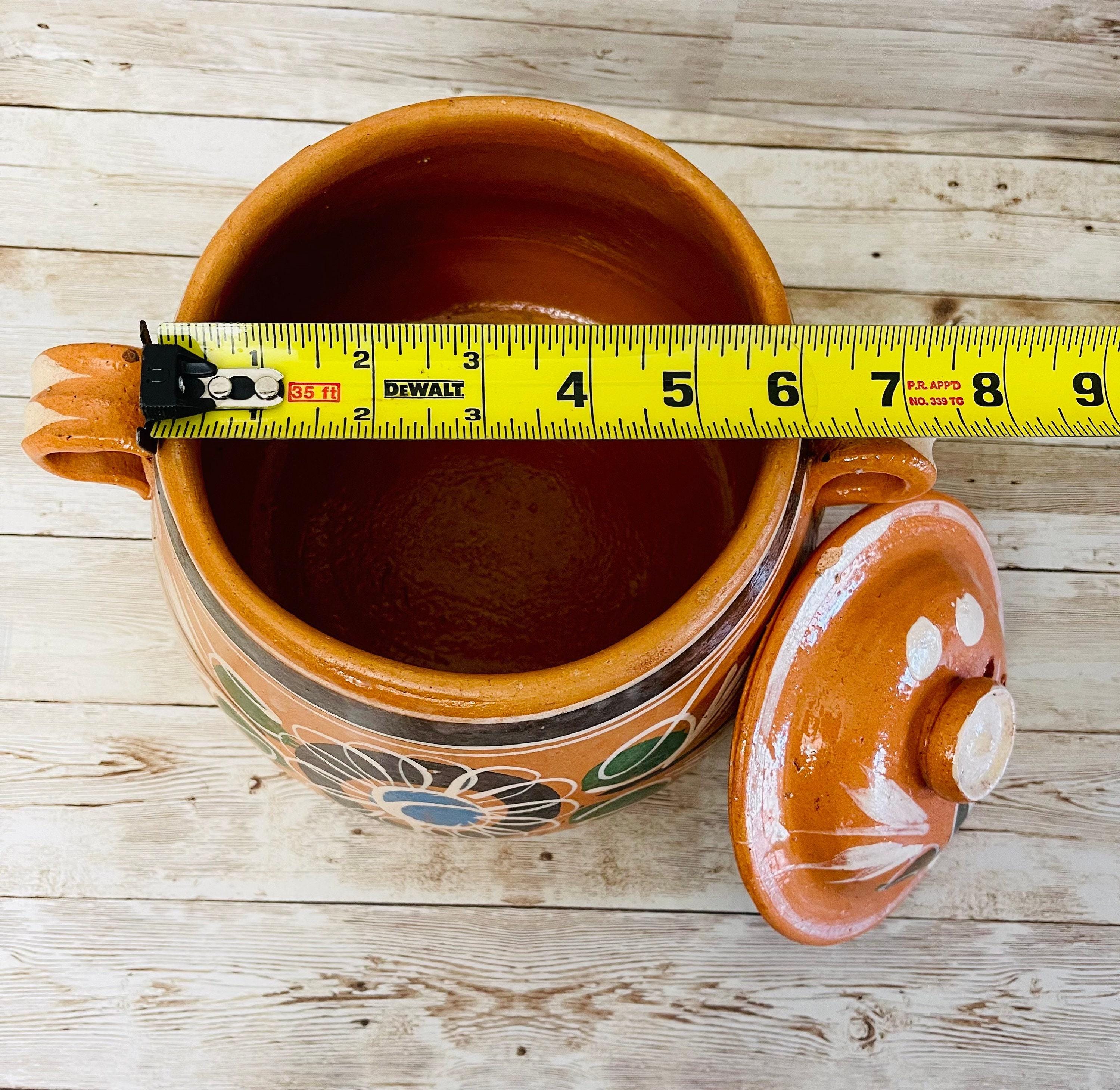 3 Liter Terra Cota Clay Pot for Beans Soups Olla Tonala de Barro para Caldos Frijoles Sopas 3 Litros