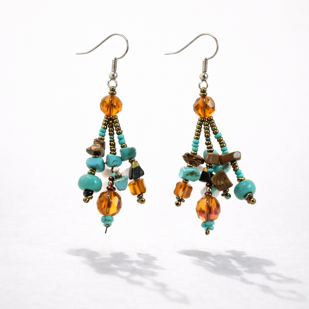 Luzy Seed Bead Dangly Earrings - Guatemala