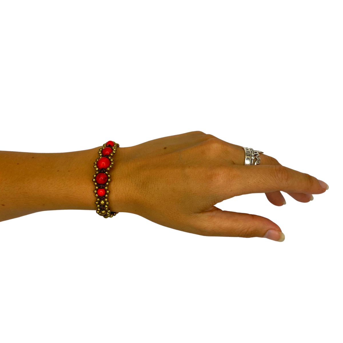 Orbit Stone Brass Adjustable Bead Bracelet - Thailand