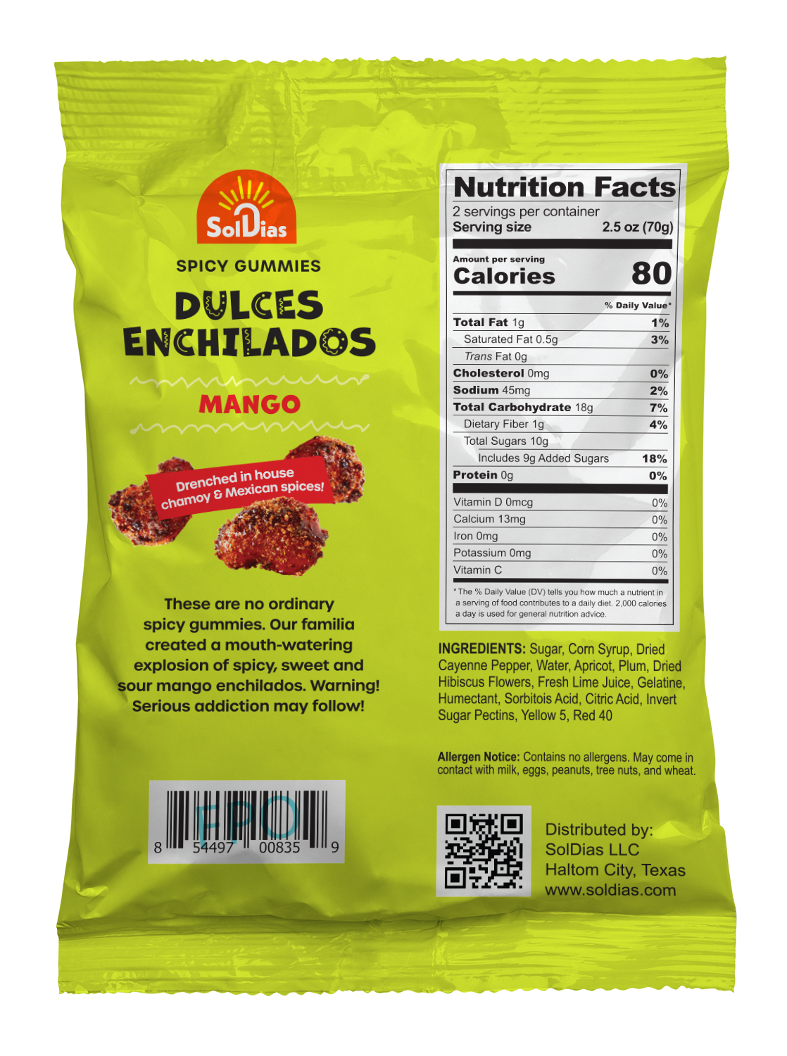 Dulces Enchilados - Gomitas picantes de mango de 142 g