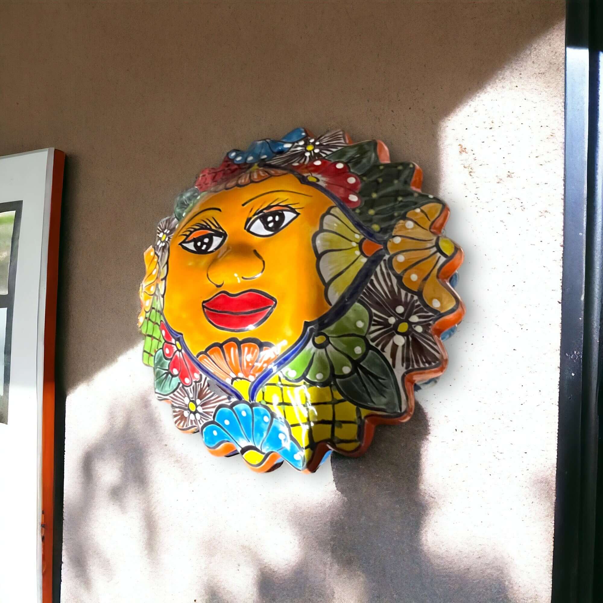 Arte de Pared Sol Talavera Extra Grande | Decoración Mexicana Hecha a Mano