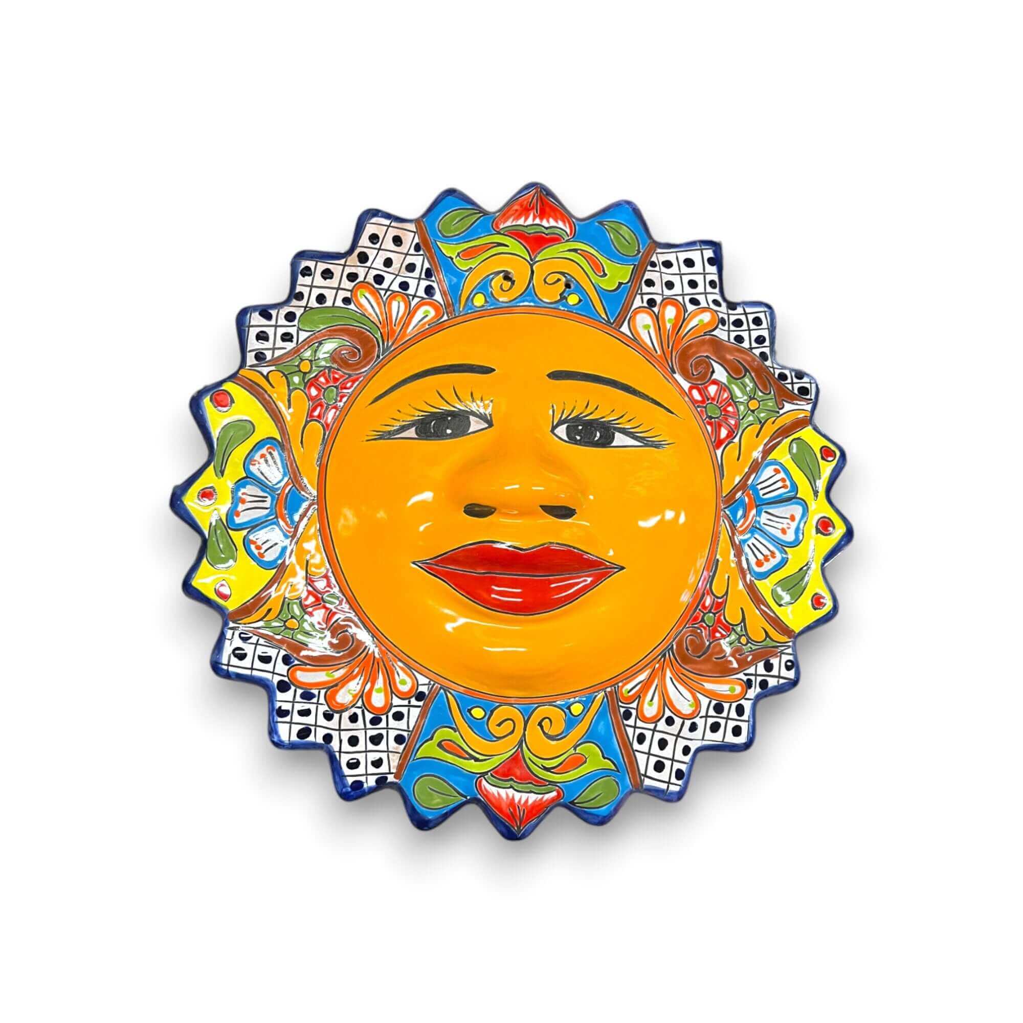 Arte de Pared Sol Talavera Extra Grande | Decoración Mexicana Hecha a Mano