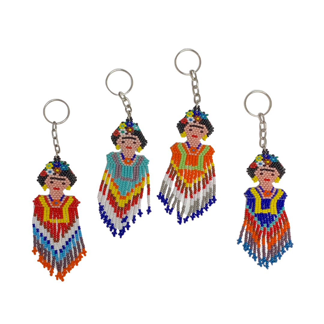 Frida Kahlo Seed Bead Keychain - Guatemala