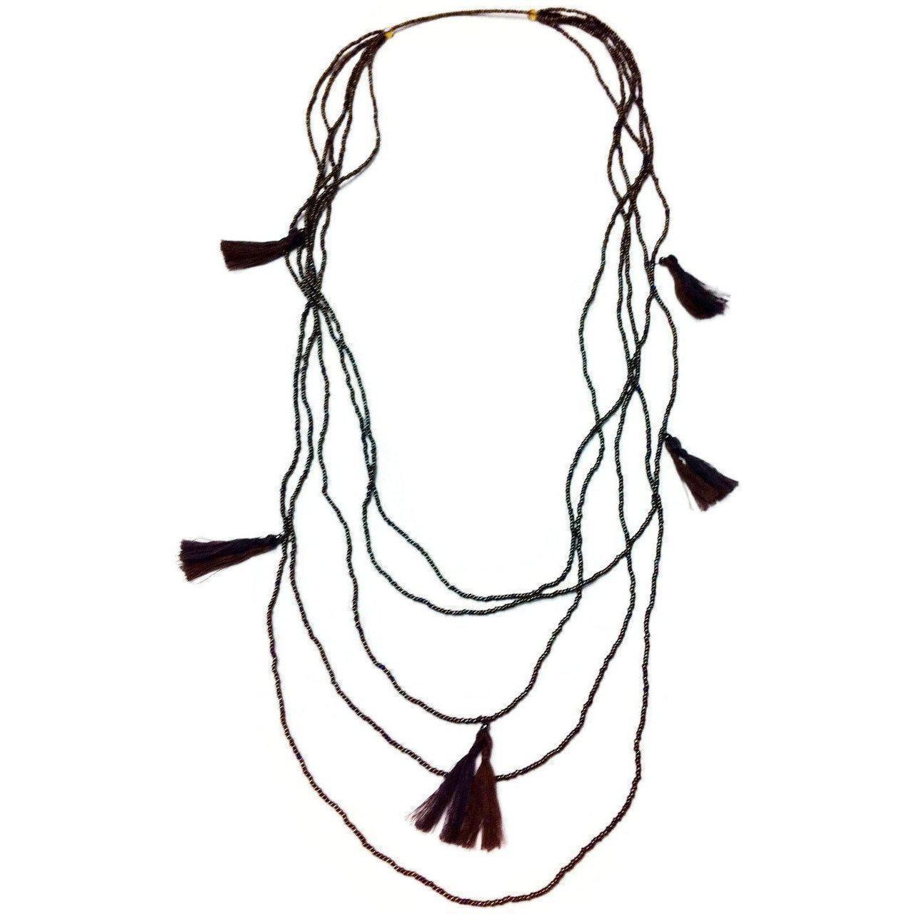 Collar de Cuentas de Cristal con Borlas - Guatemala