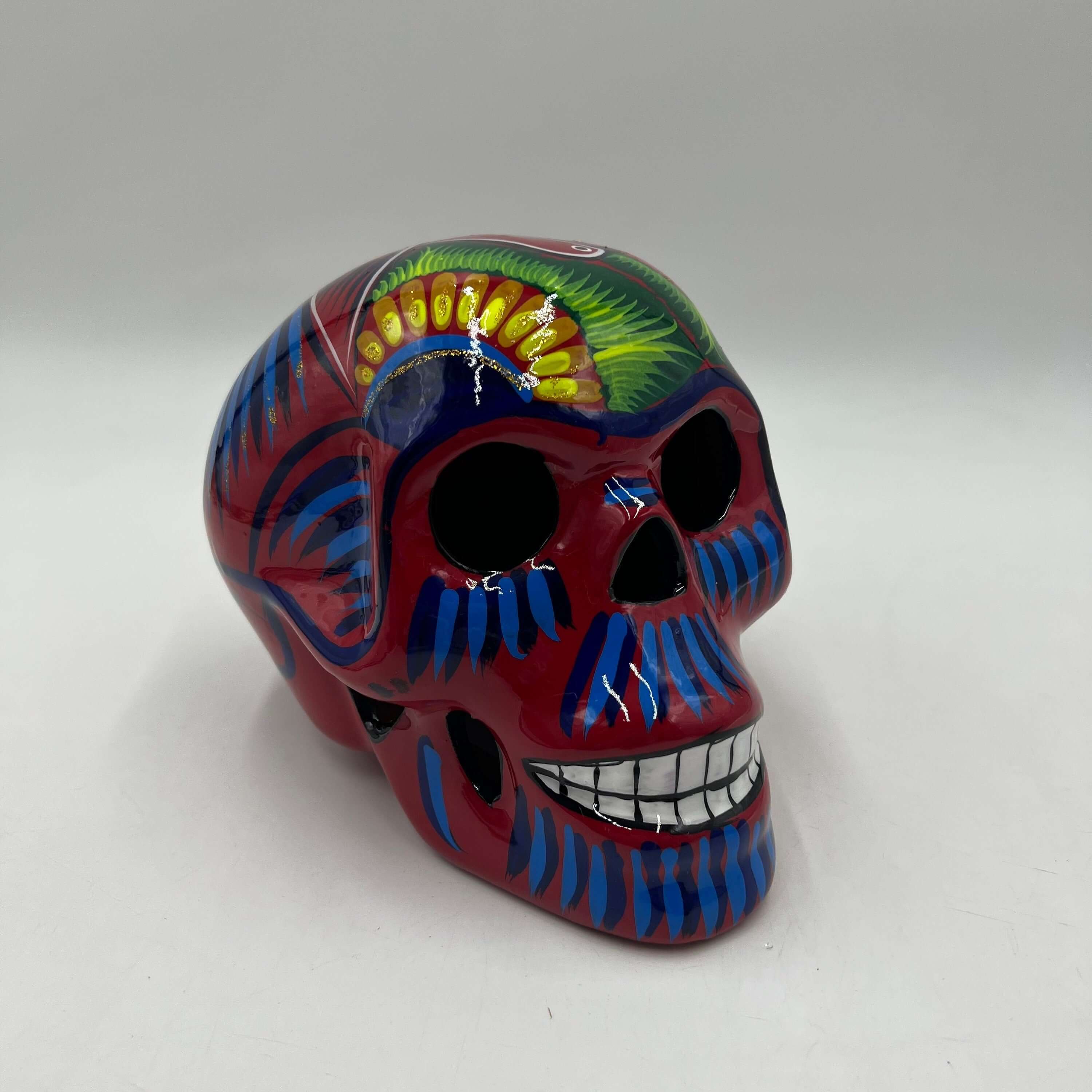 Calavera Guerrero | Arte Grande del Día de Muertos Pintado a Mano