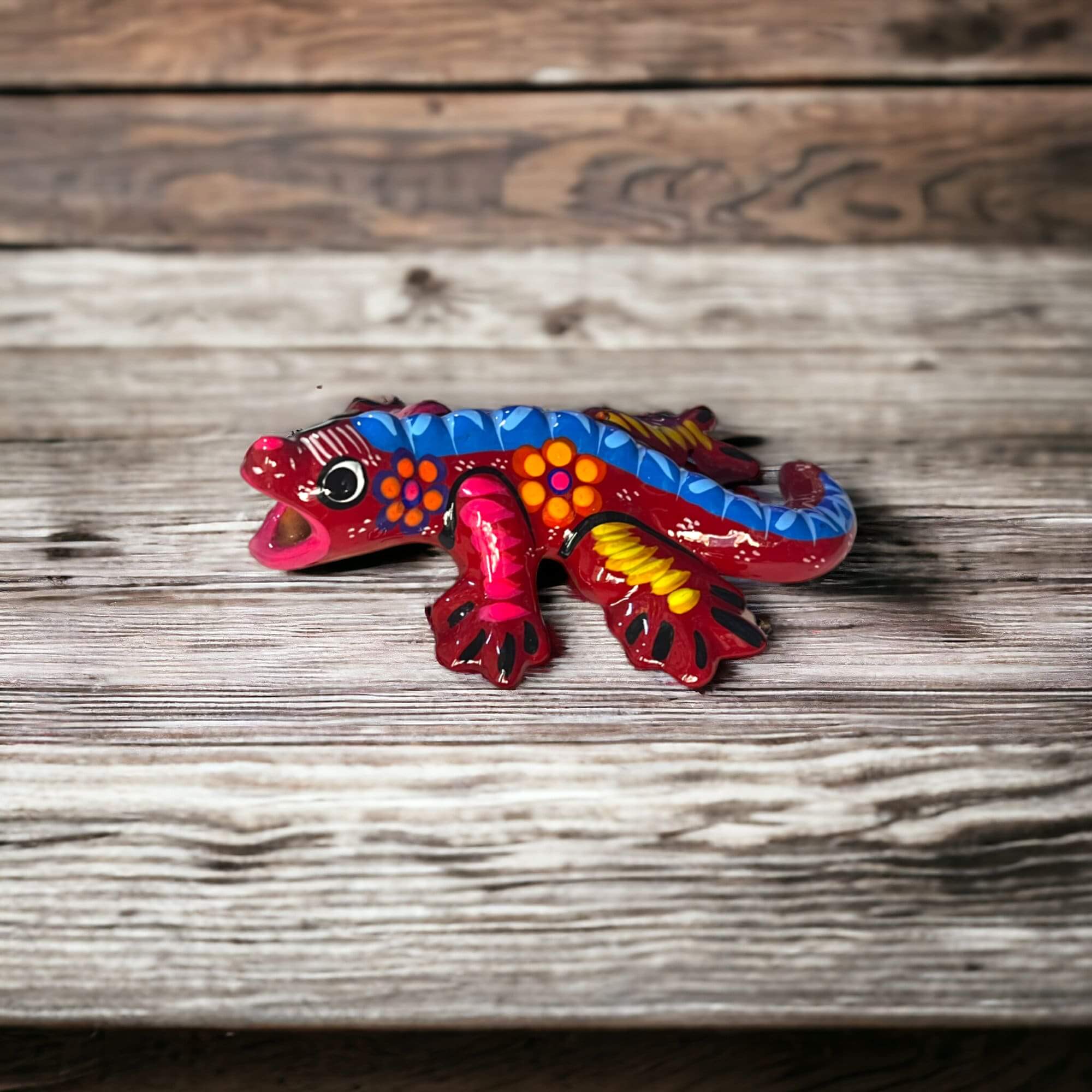 Figura de Iguana Guerrero | Arte Popular Mexicano Colorido Pintado a Mano