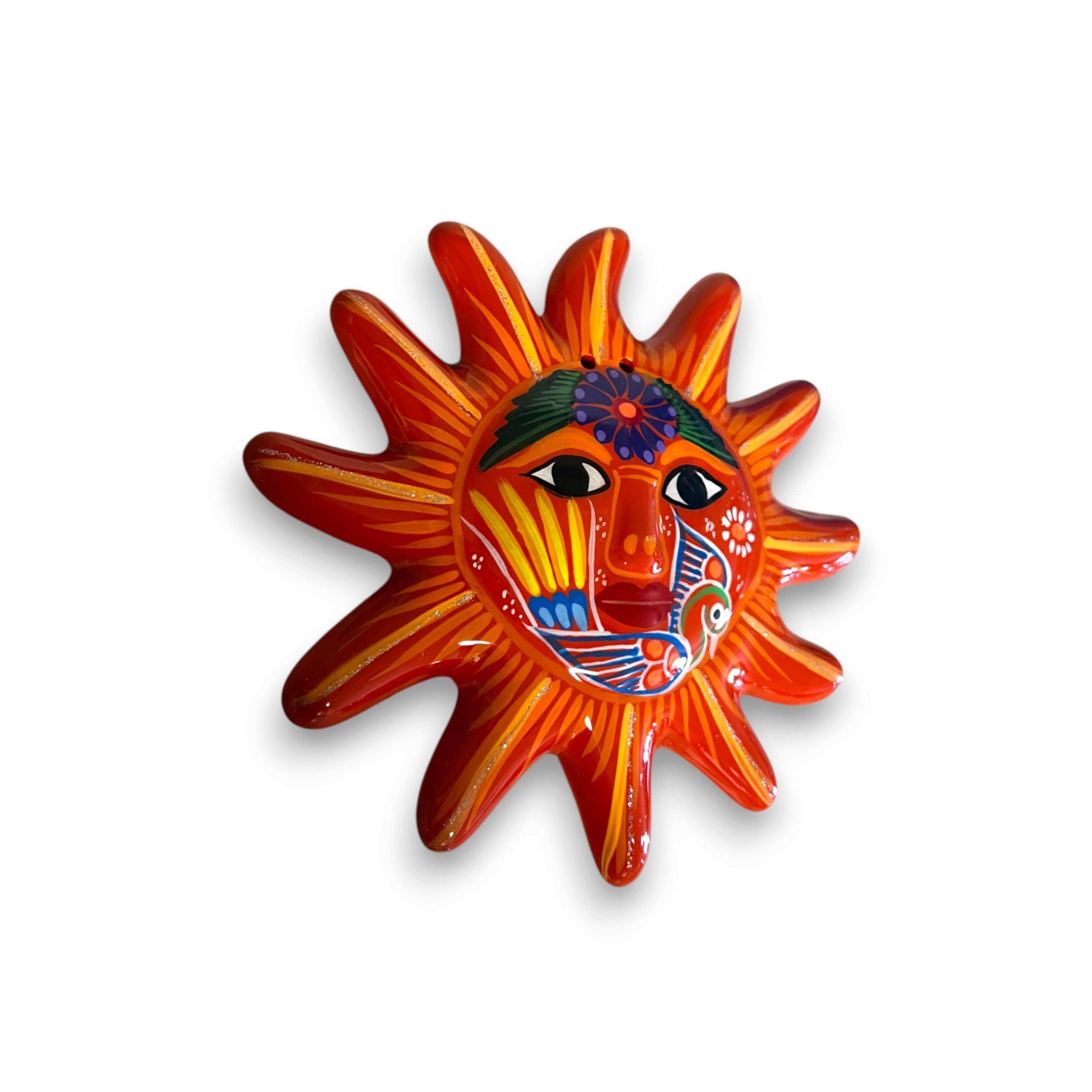 Artesanía de Sol de Guerrero Pintado a Mano | Decoración Mexicana Folclórica