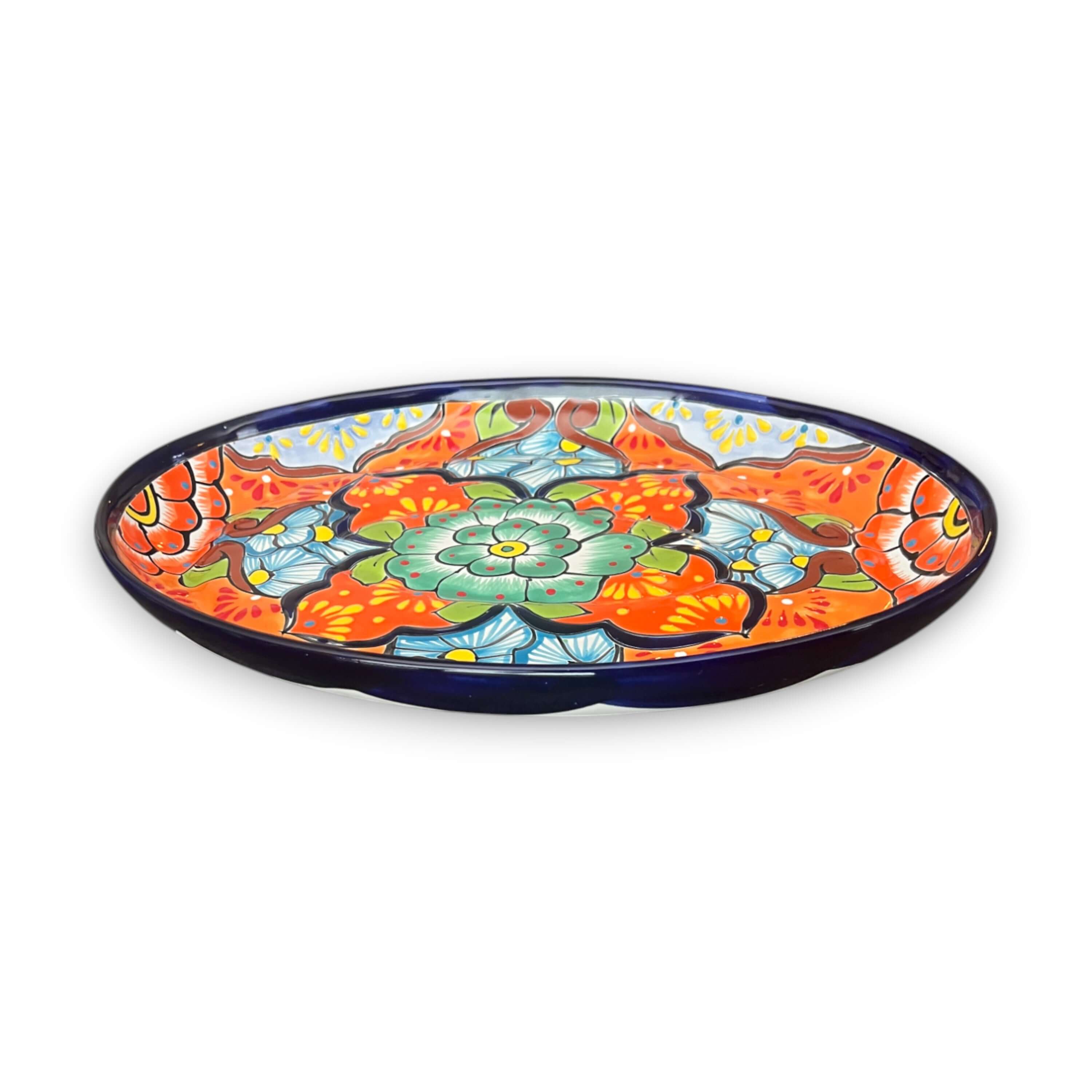 Bandeja Ovalada de Talavera | Charola Mexicana Colorida Pintada a Mano