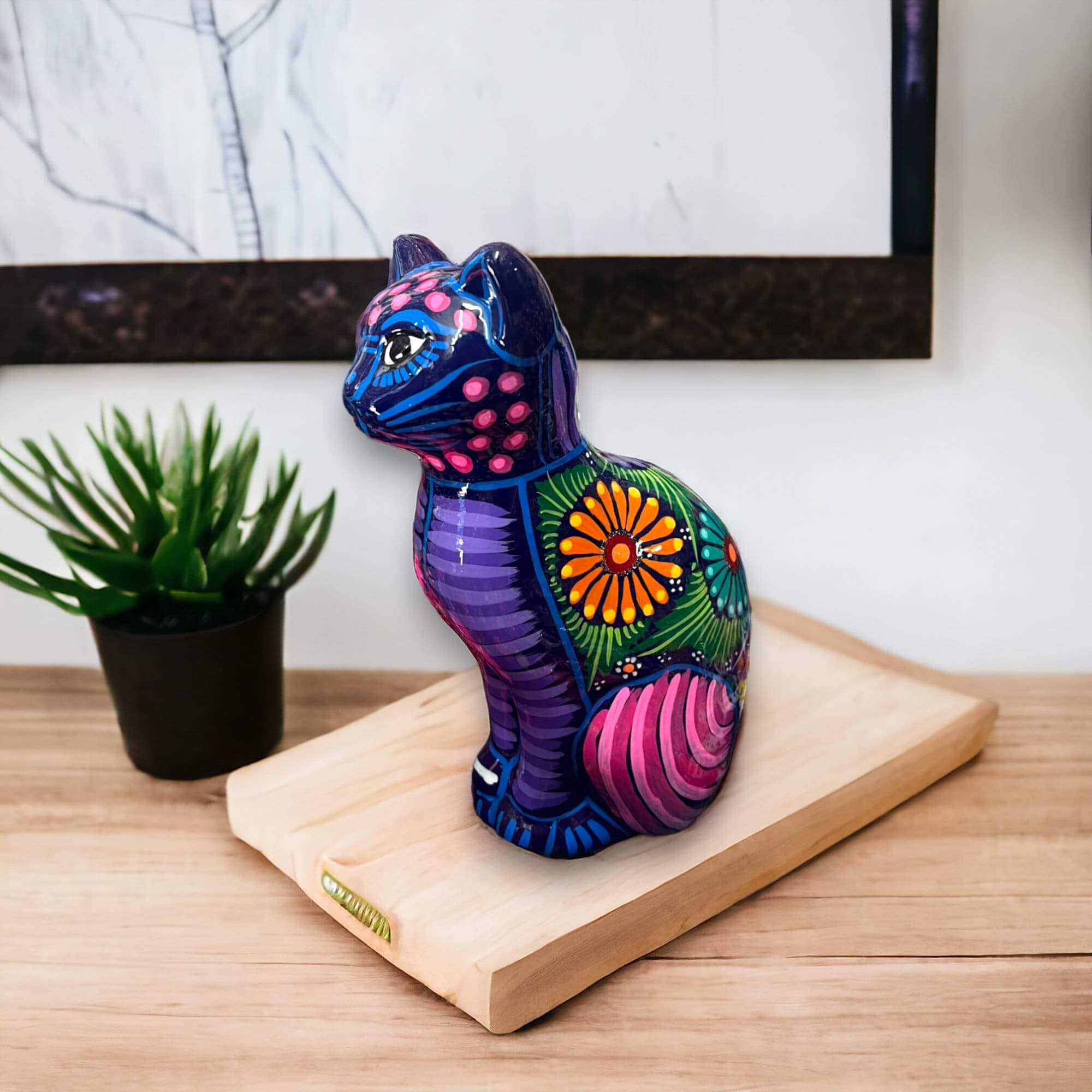 Talavera Gato Hucha | Monedero Mexicano de Cerámica Pintado a Mano