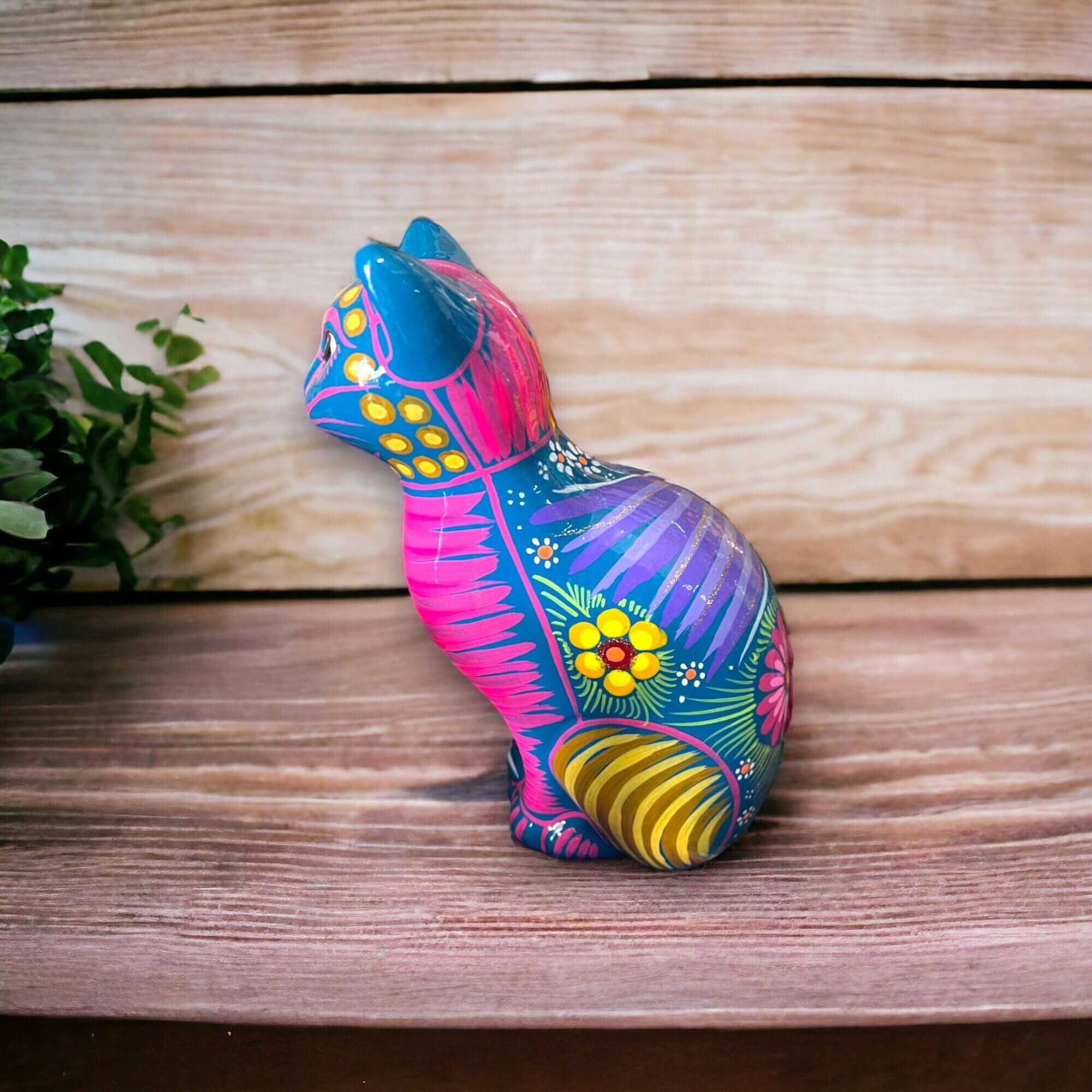 Talavera Gato Hucha | Monedero Mexicano de Cerámica Pintado a Mano