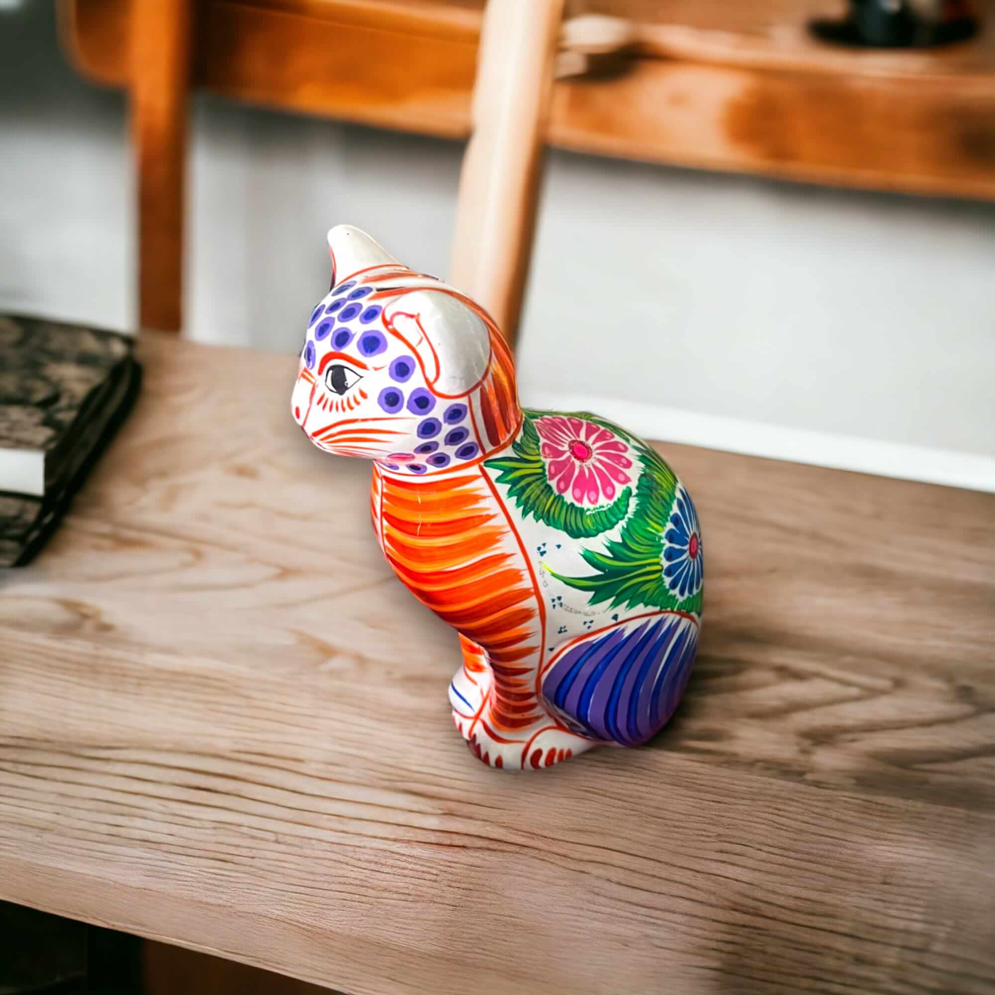 Talavera Gato Hucha | Monedero Mexicano de Cerámica Pintado a Mano