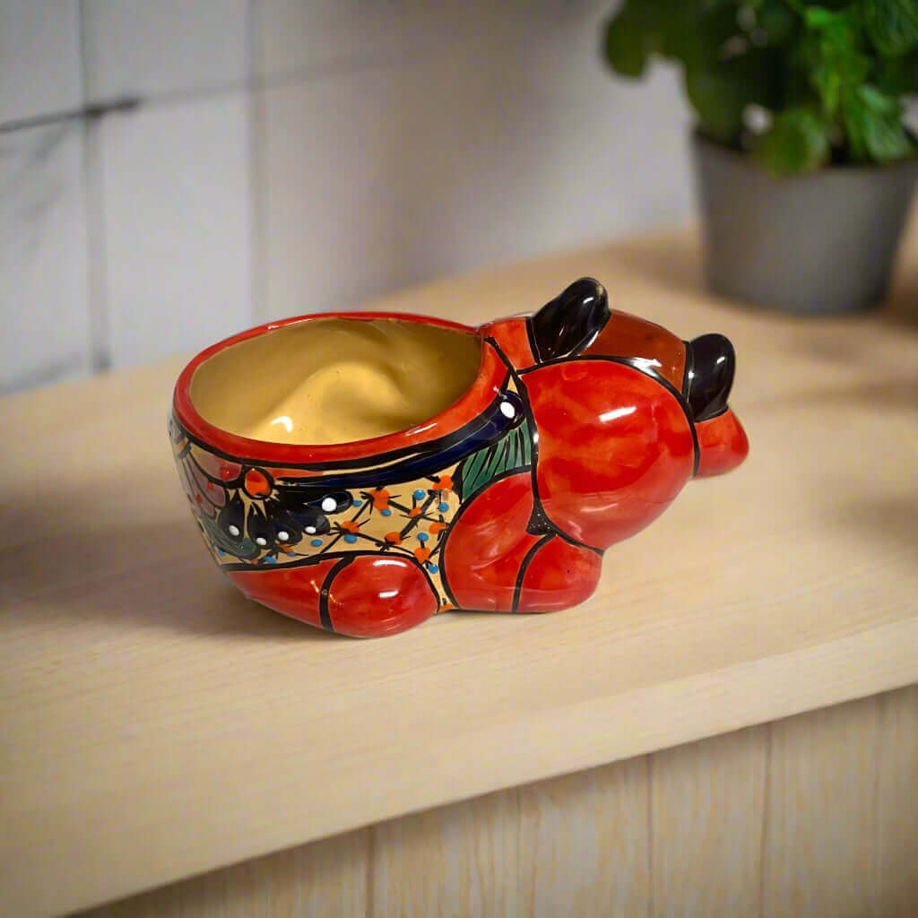 Maceta de vaca Talavera | Maceta de cerámica mexicana pintada a mano con forma de animal