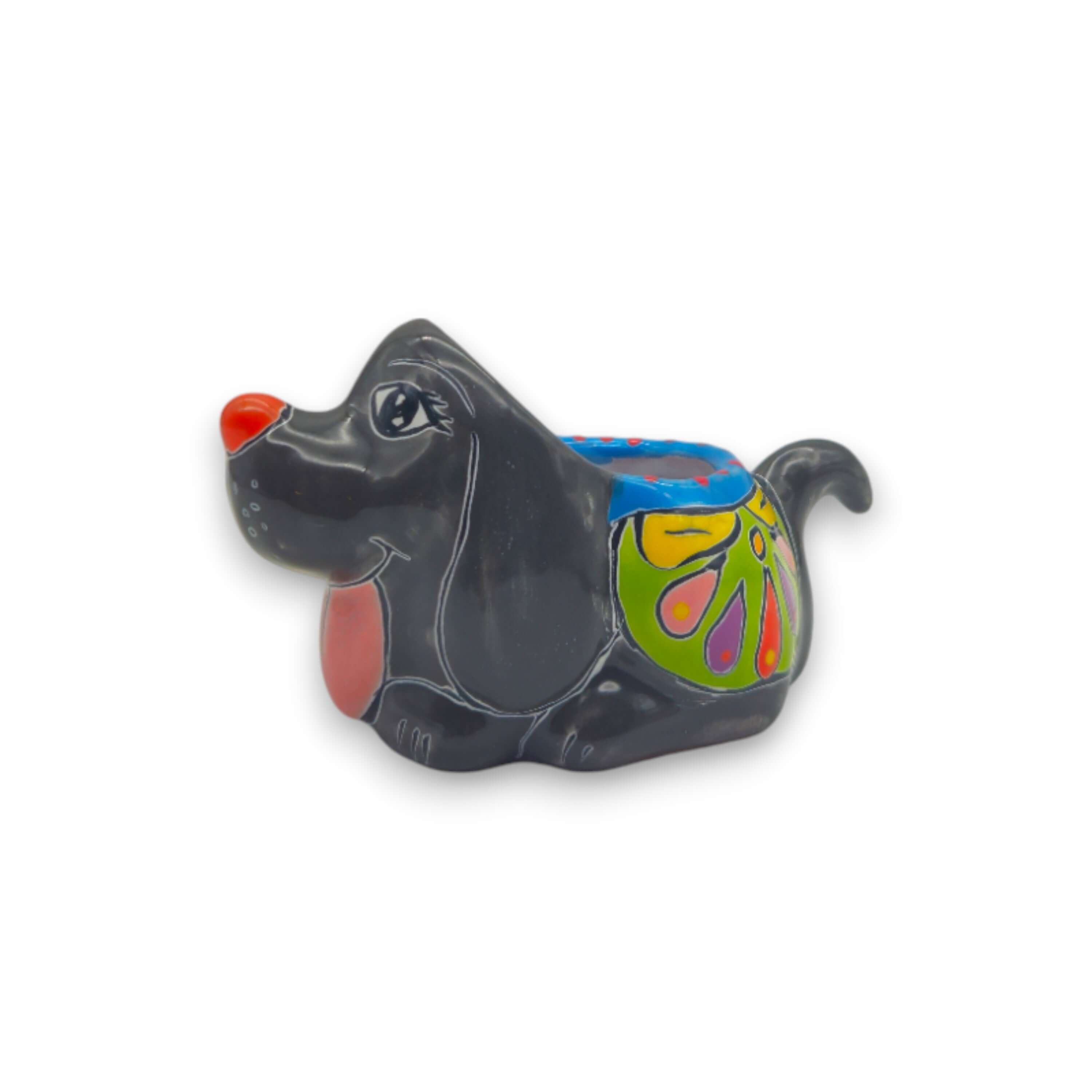 Maceta para perro de Talavera colorida | Figura mexicana pintada a mano