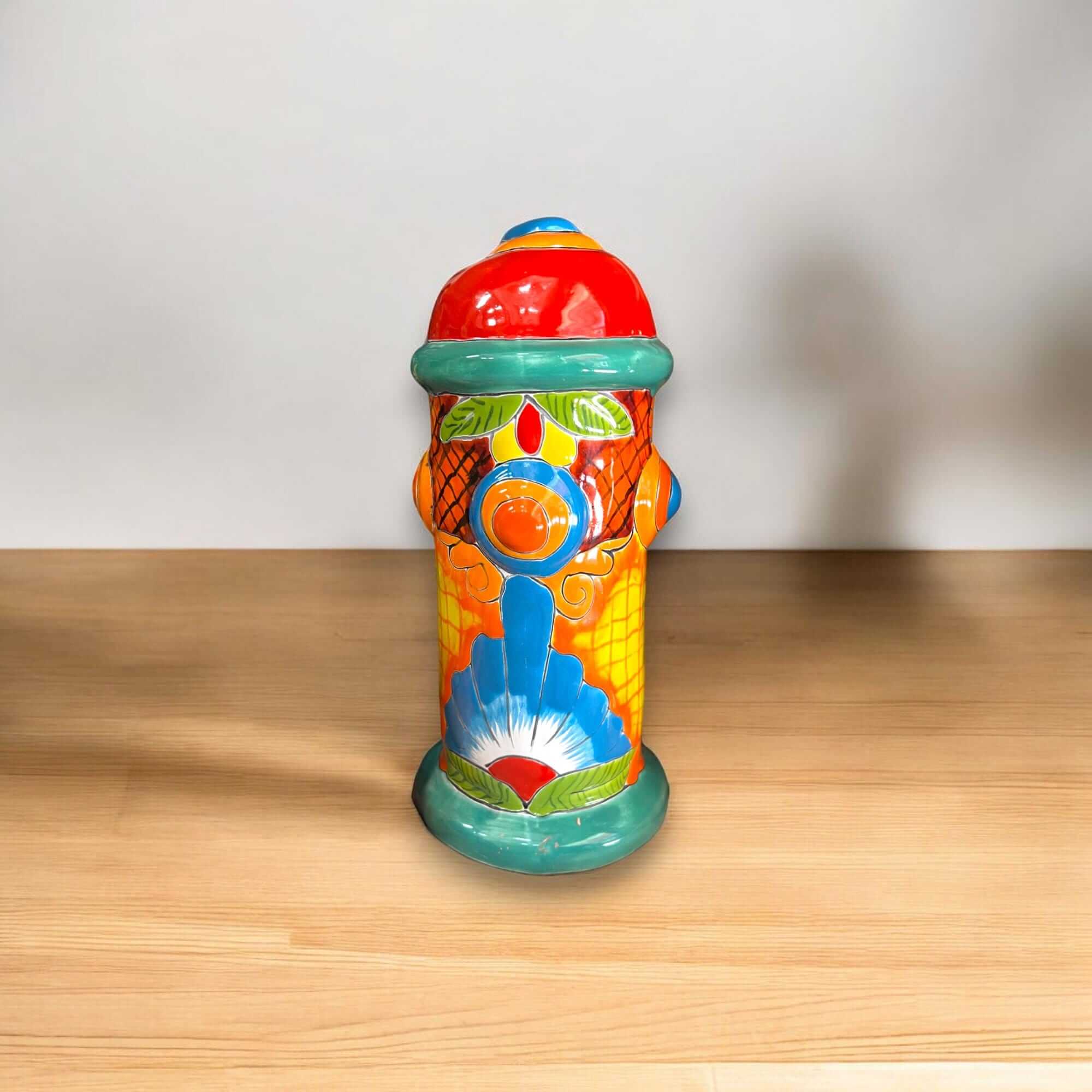 Estatua de boca de incendios de Talavera | Decoración mexicana pintada a mano