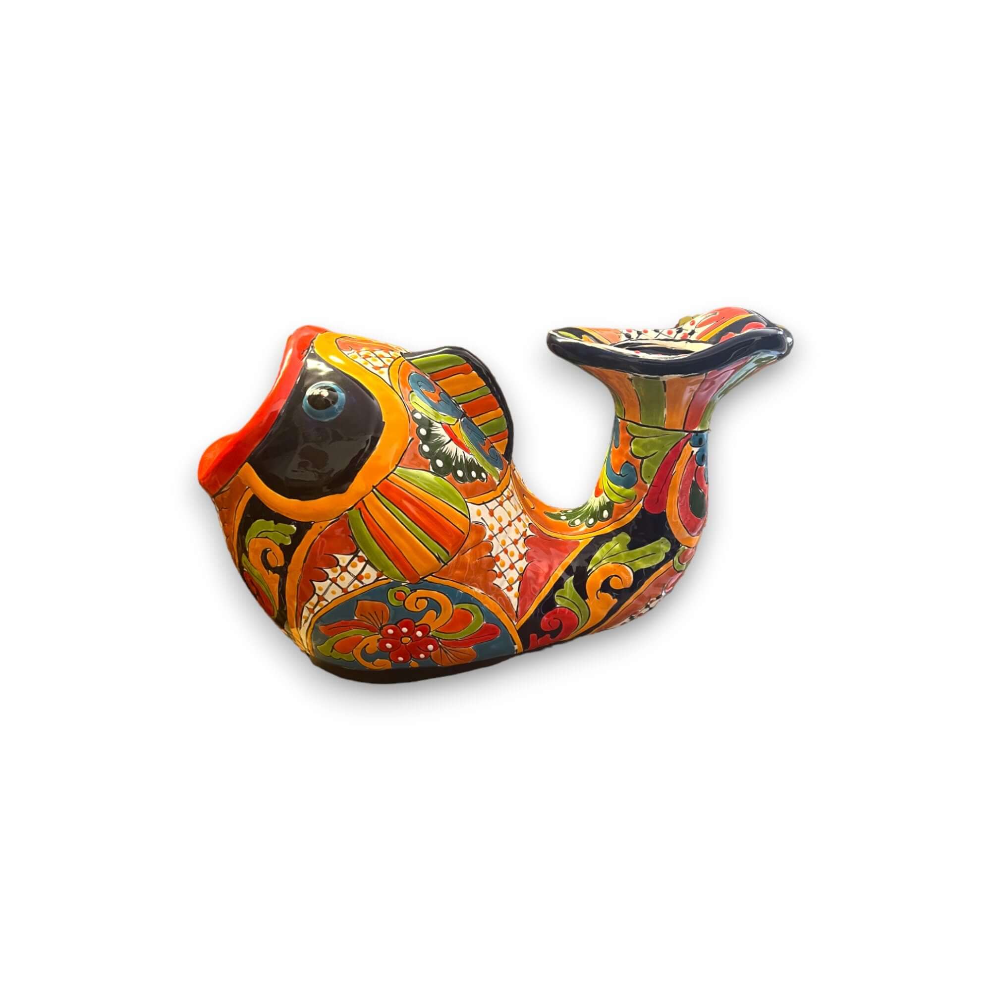 Macetero de Talavera con forma de Pez | Decoración Mexicana de Cerámica Pintada a Mano