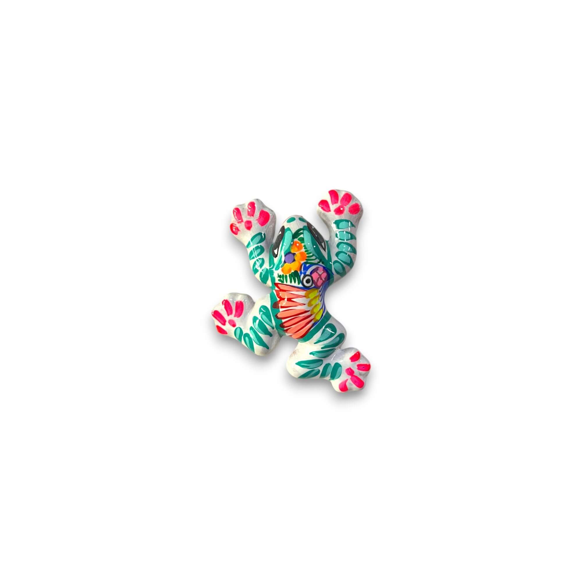Figura de rana de Talavera colorida | Arte de pared mexicano pintado a mano