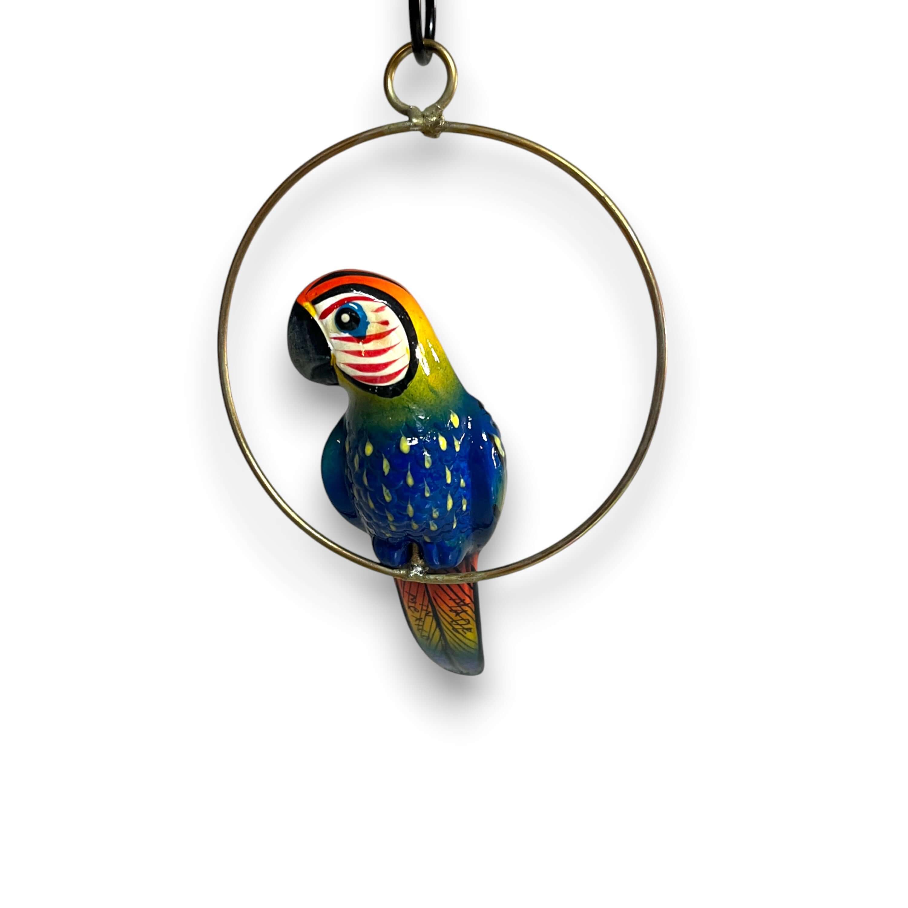 Loro Mini Talavera Vibrante | Adorno Colgante Pintado a Mano