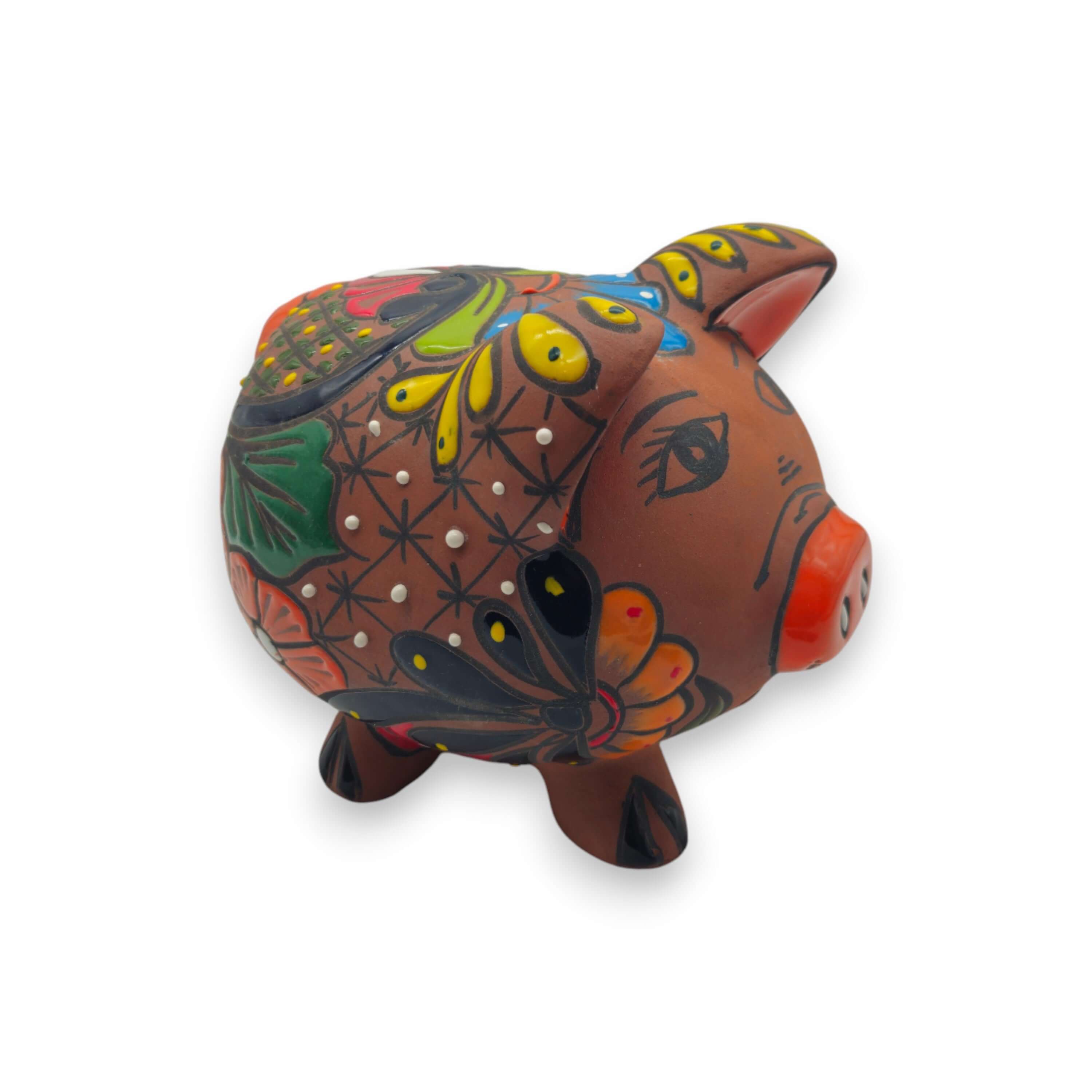 Alcancia de Talavera Pintada a Mano | Diseño de Arte Folclórico Mexicano