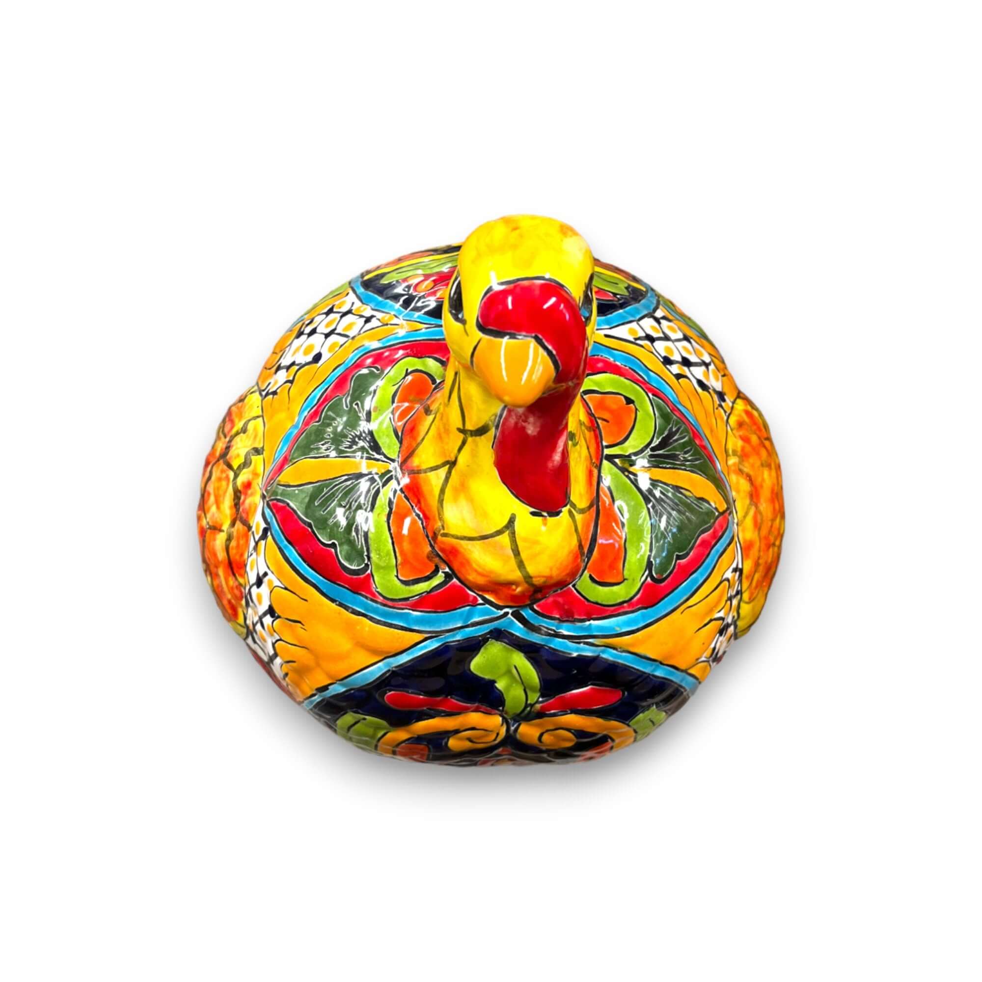 Estatua de pavo Talavera | Arte folclórico mexicano pintado a mano