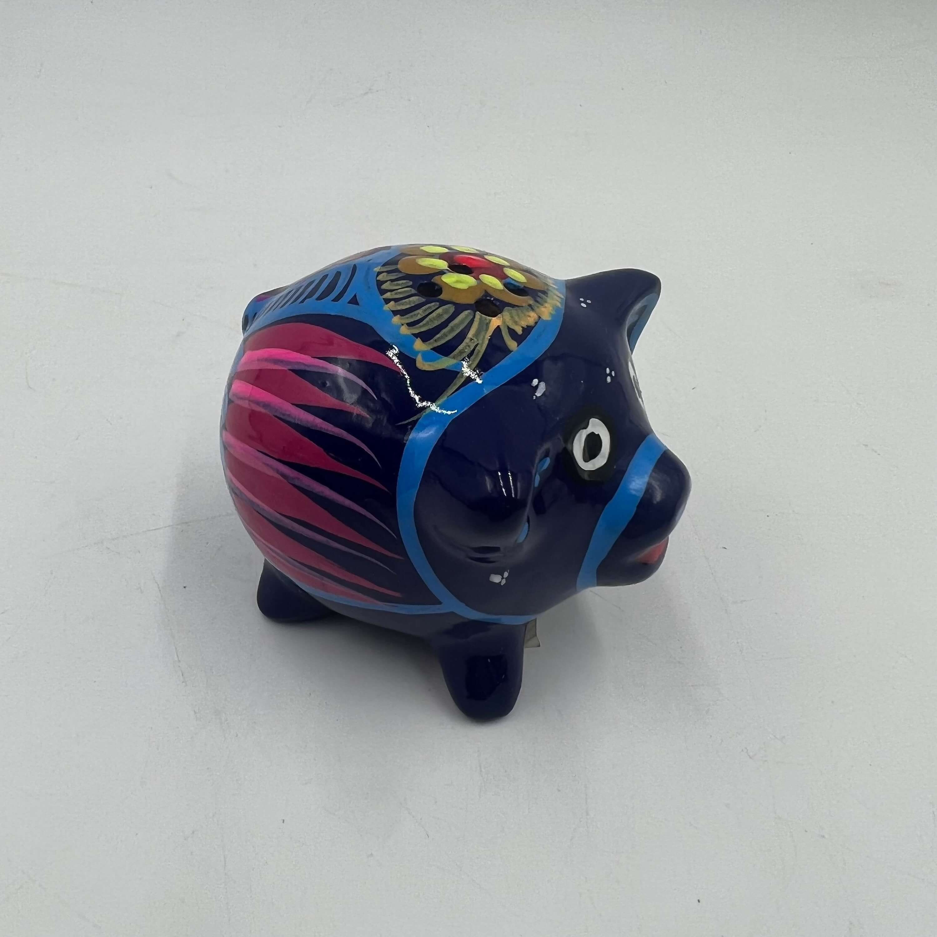 Juego de 2 saleros y pimenteros de cerdito | Cerámica mexicana pintada a mano