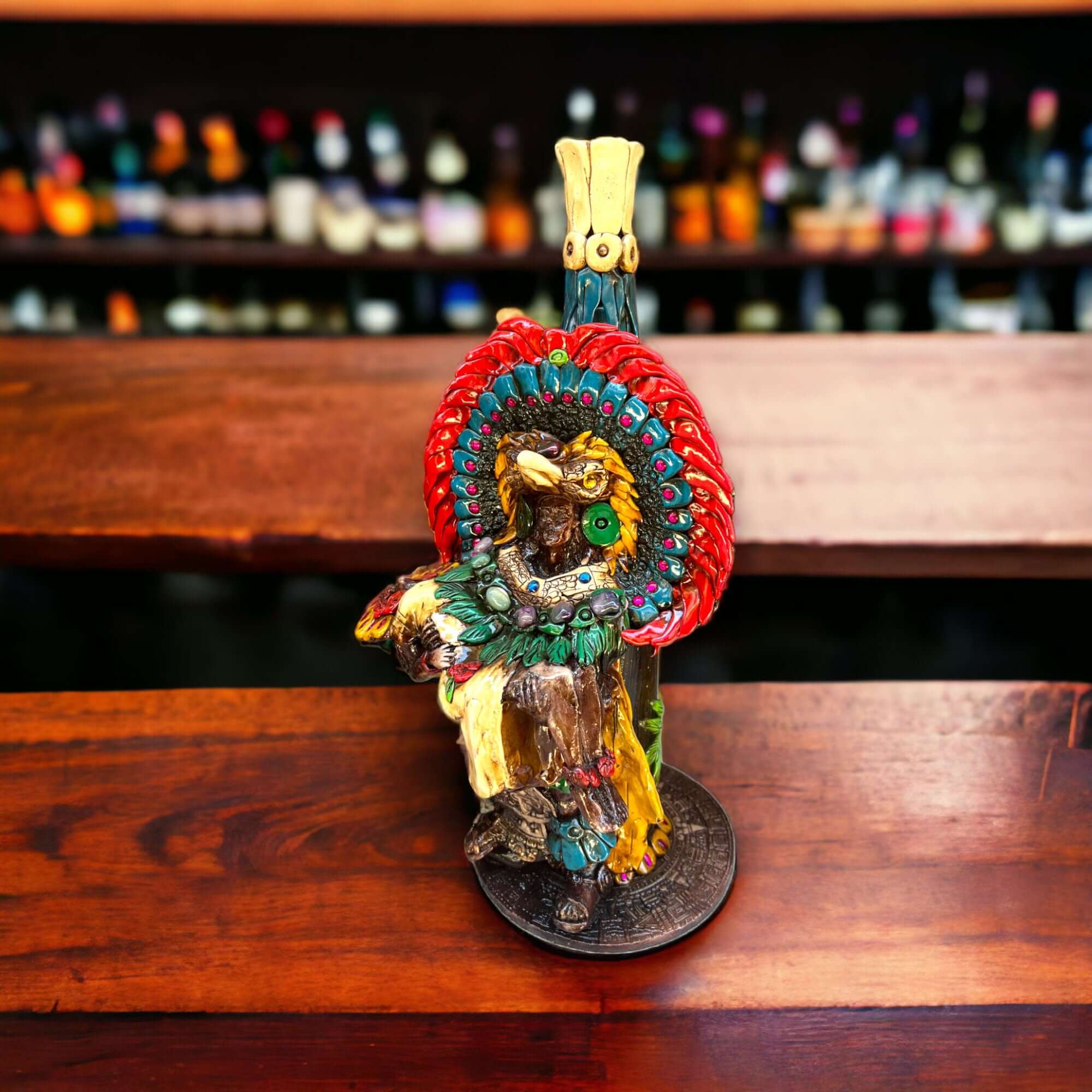 Decantador único de guerrero azteca hecho a mano | Auténtica obra de arte cultural