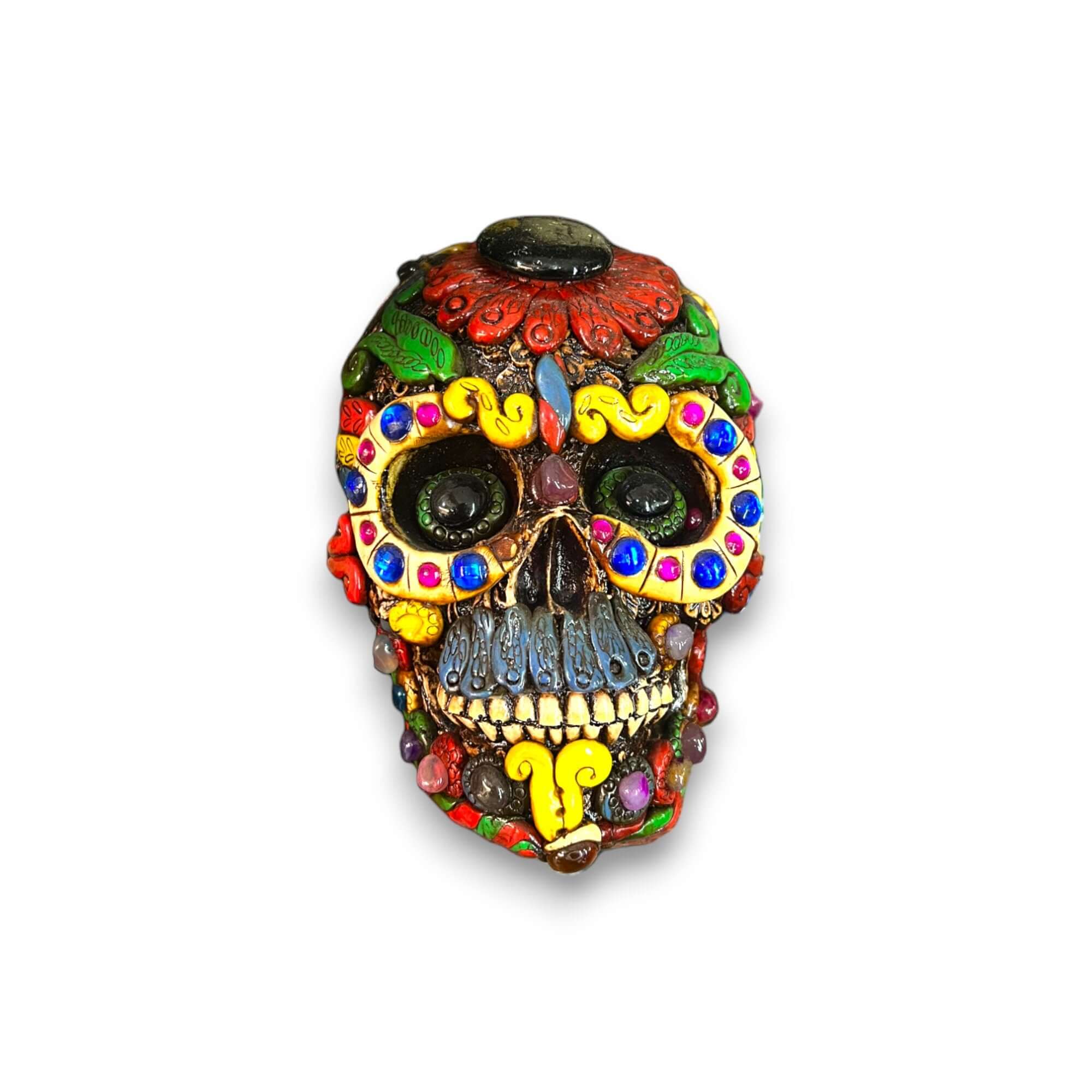 Estatua de Calavera de Guerrero Azteca Hecha a Mano | Arte Cultural