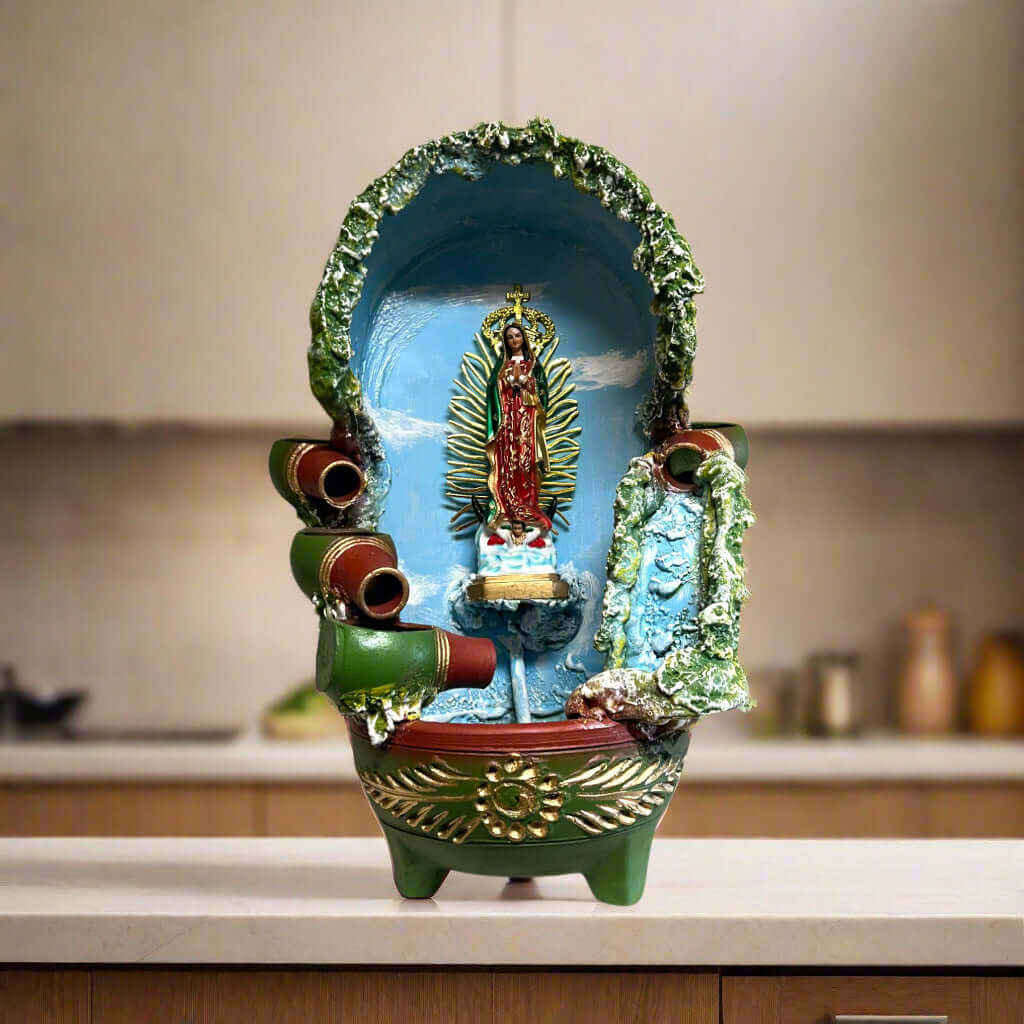 Fuente mexicana artesanal para exteriores | Fuente de agua tradicional pintada