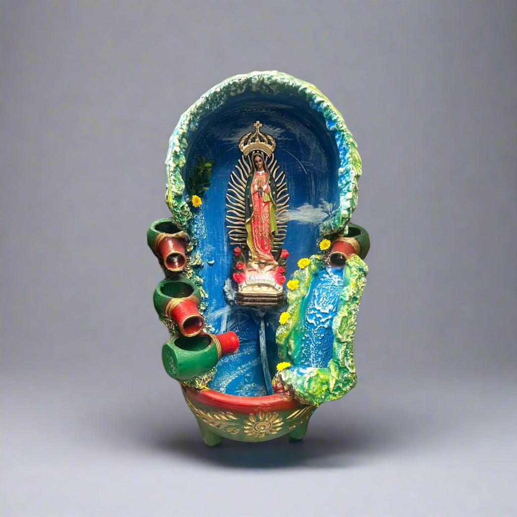 Fuente mexicana artesanal para exteriores | Fuente de agua tradicional pintada