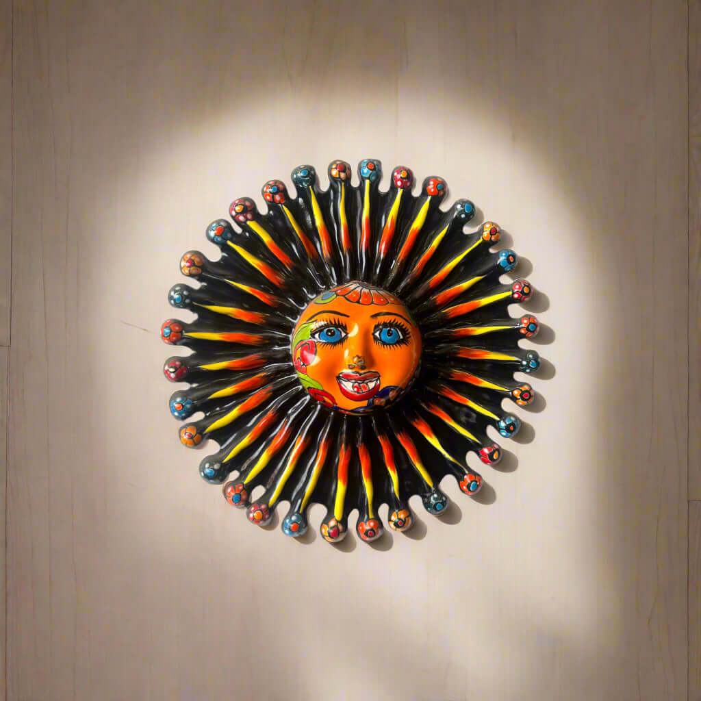 Arte de pared de sol de Talavera mini | Decoración mexicana hecha a mano