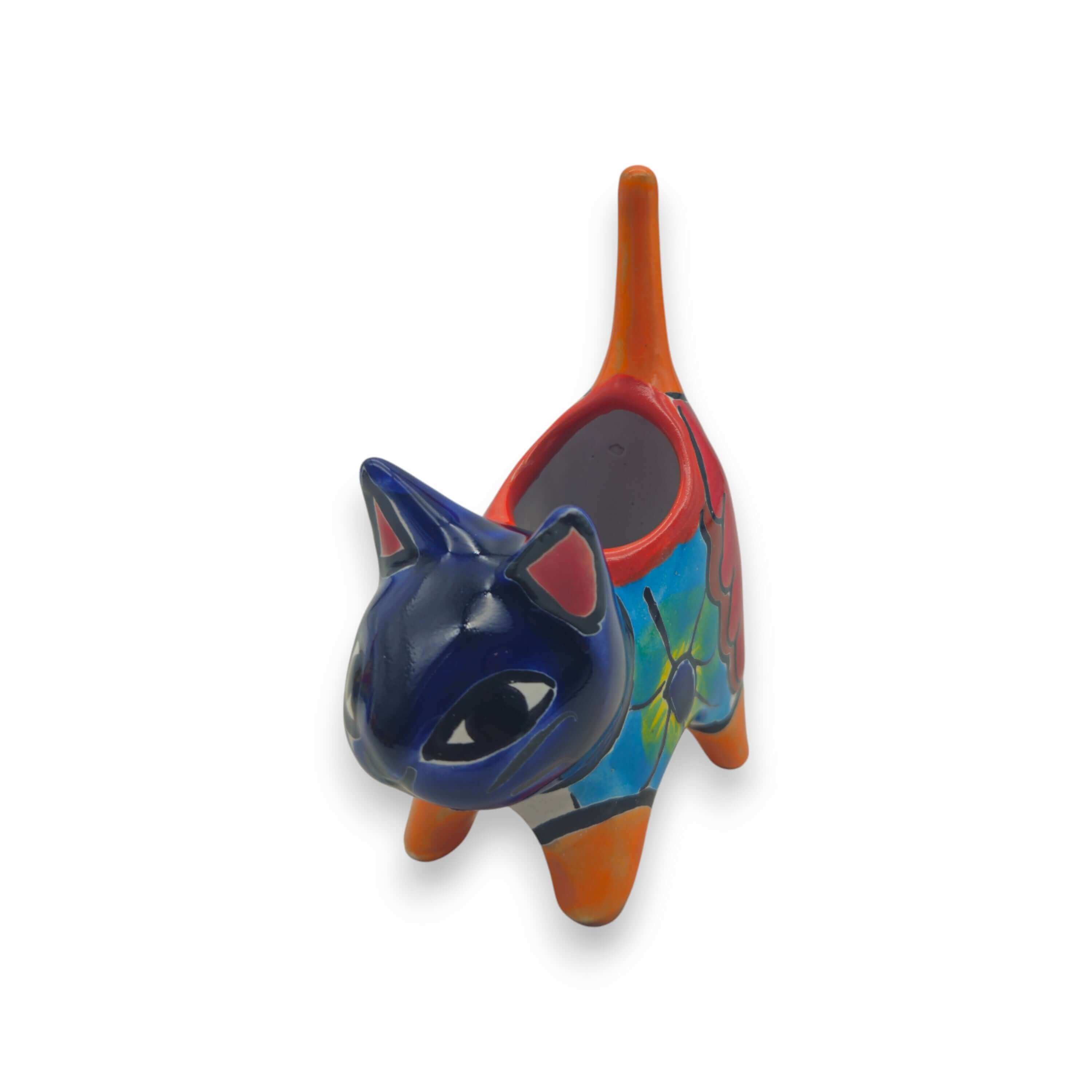 Maceta Vibrante de Talavera con Forma de Gato | Cerámica Mexicana Hecha a Mano