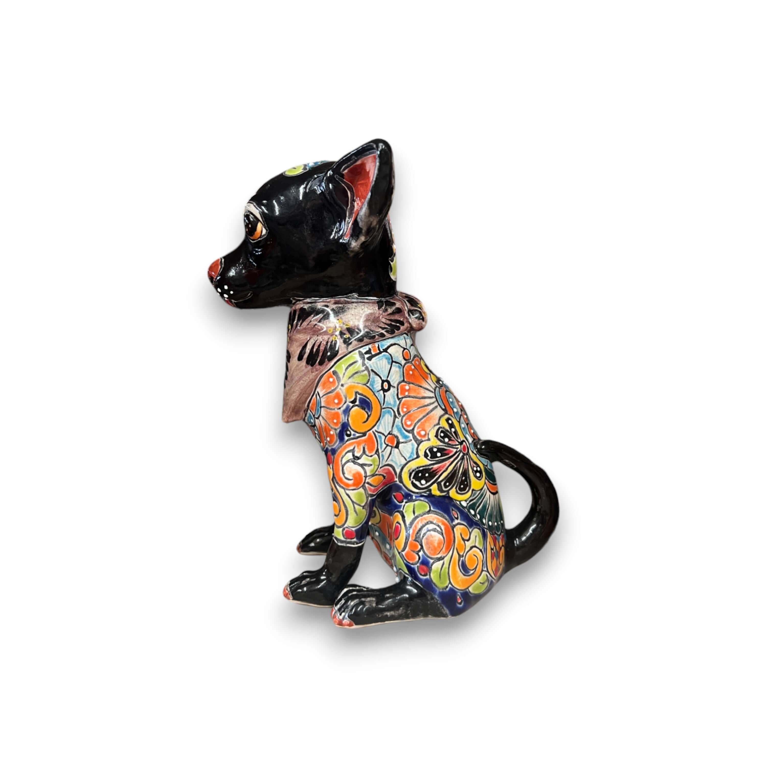 Estatua de Chihuahua de Talavera | Figura de Perro Mexicano Hecha a Mano