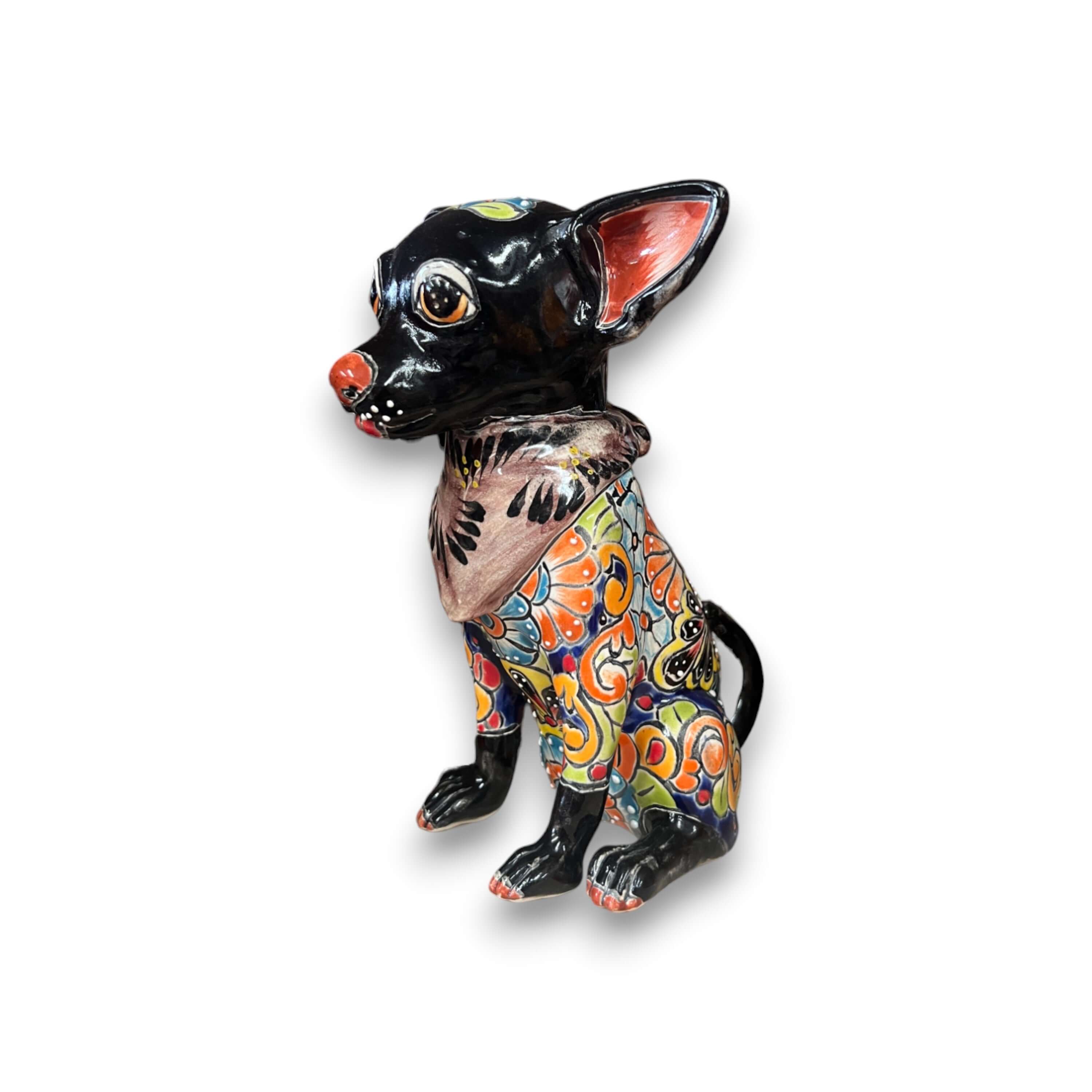 Estatua de Chihuahua de Talavera | Figura de Perro Mexicano Hecha a Mano