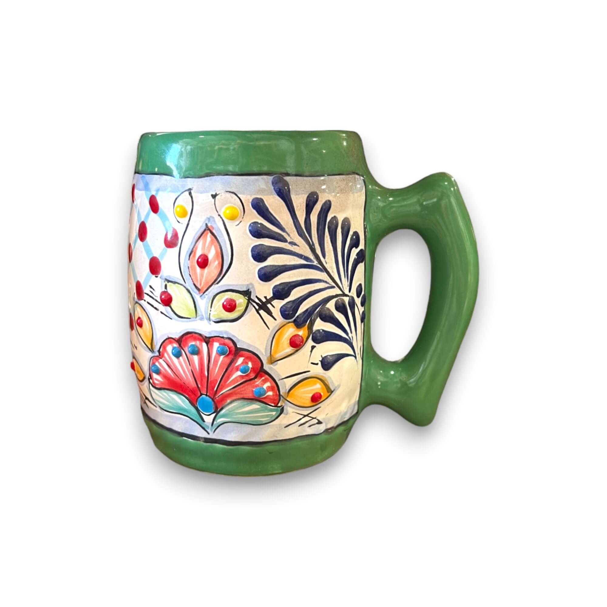 Taza de café mexicana artesanal colorida | Arte en cerámica de Talavera