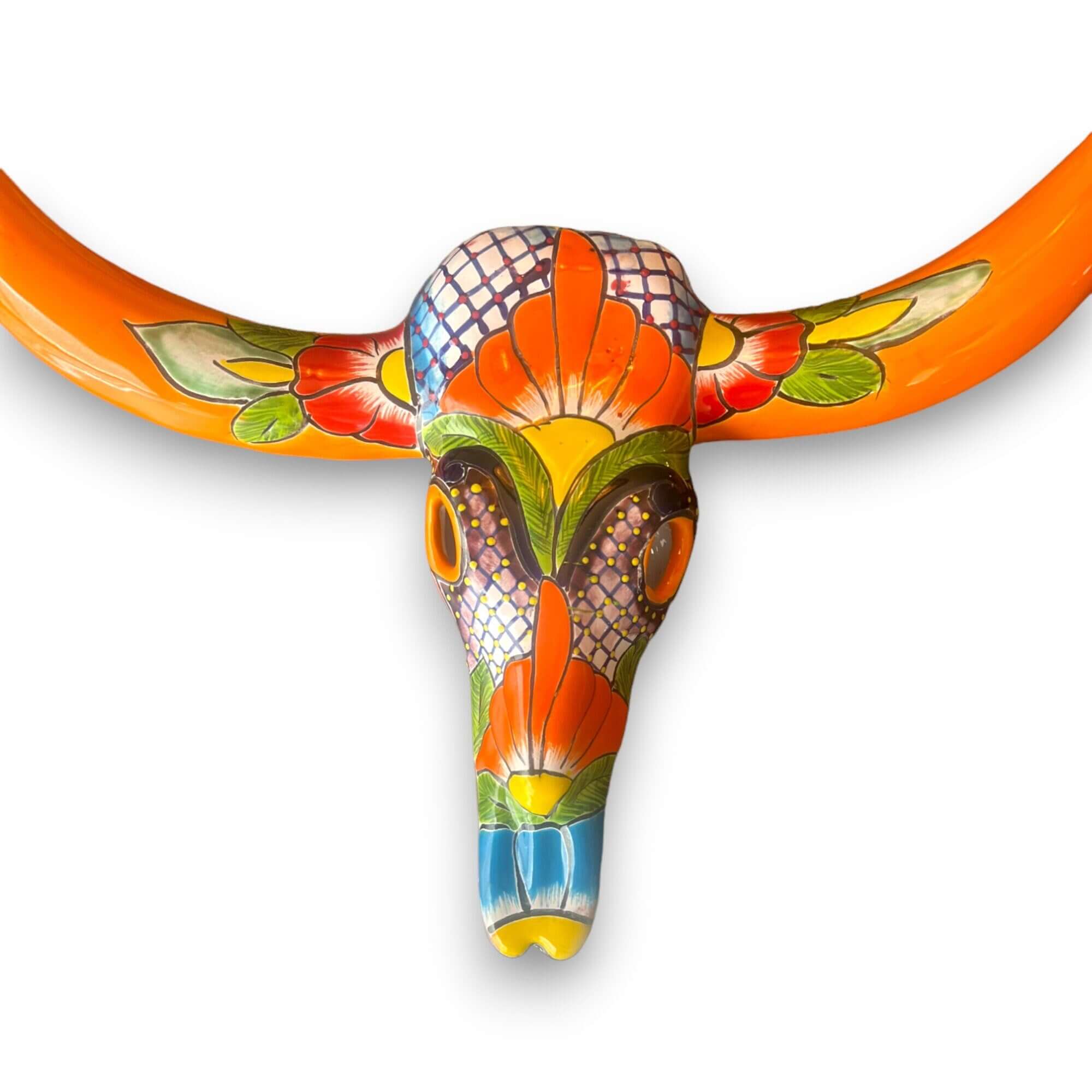 Talavera Longhorn Wall Decor | Handcrafted Mexican Bull Skull Art