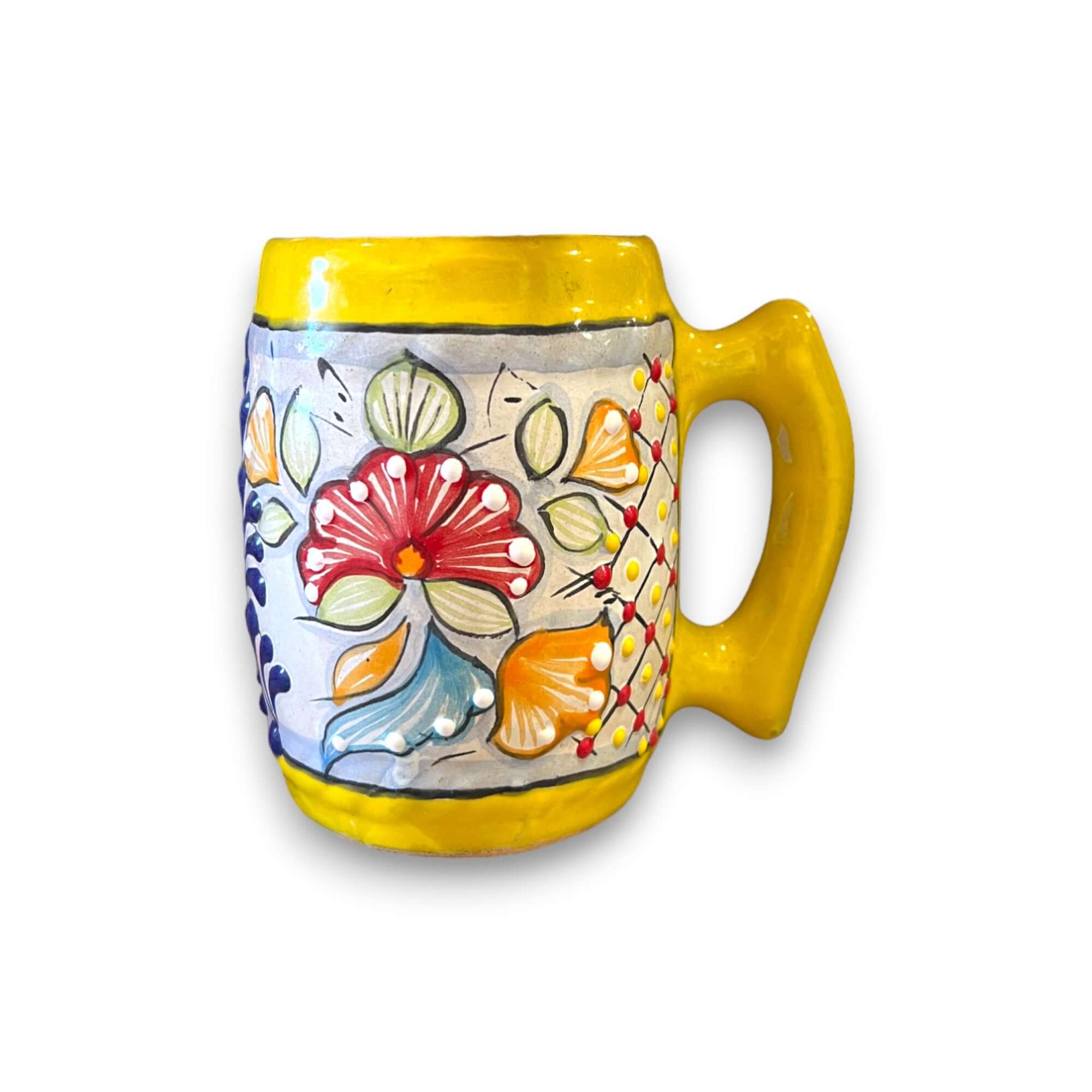 Taza de café mexicana artesanal colorida | Arte en cerámica de Talavera