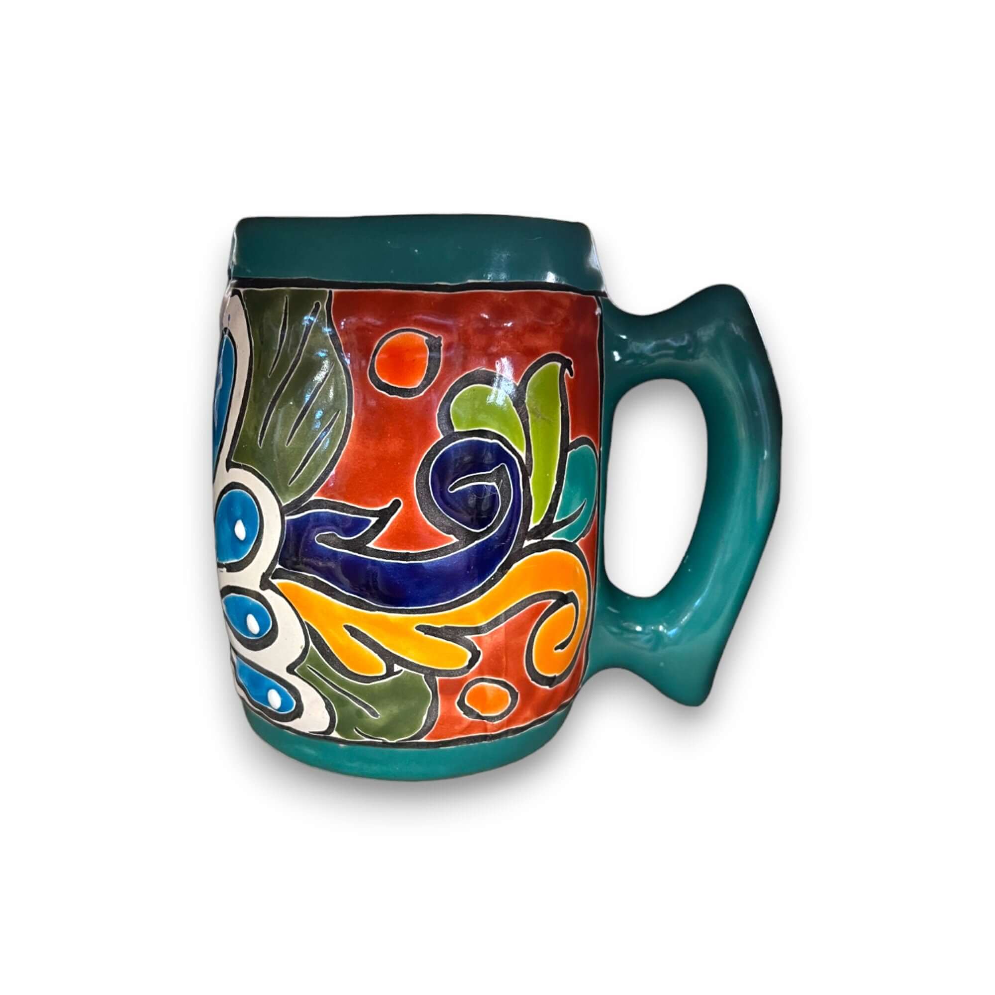 Taza de café mexicana artesanal colorida | Arte en cerámica de Talavera