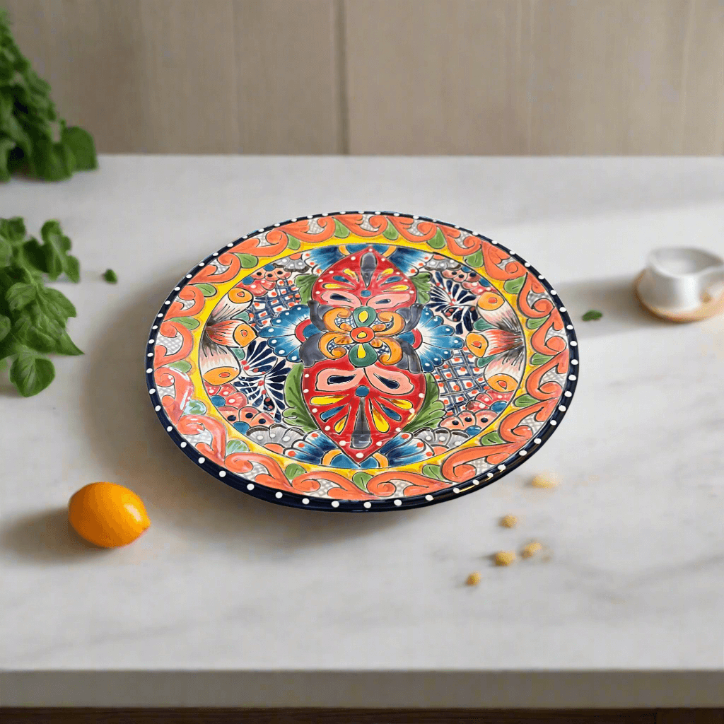 Plato trinche de talavera de 10" | Vajilla mexicana colorida