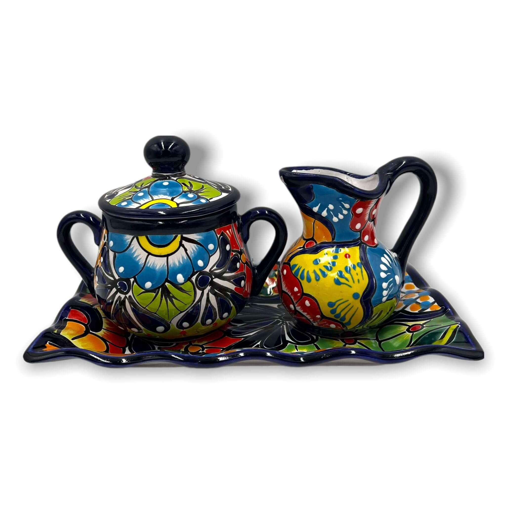 Vibrant 3-Piece Talavera Coffee Set | Handmade Mexican Pottery