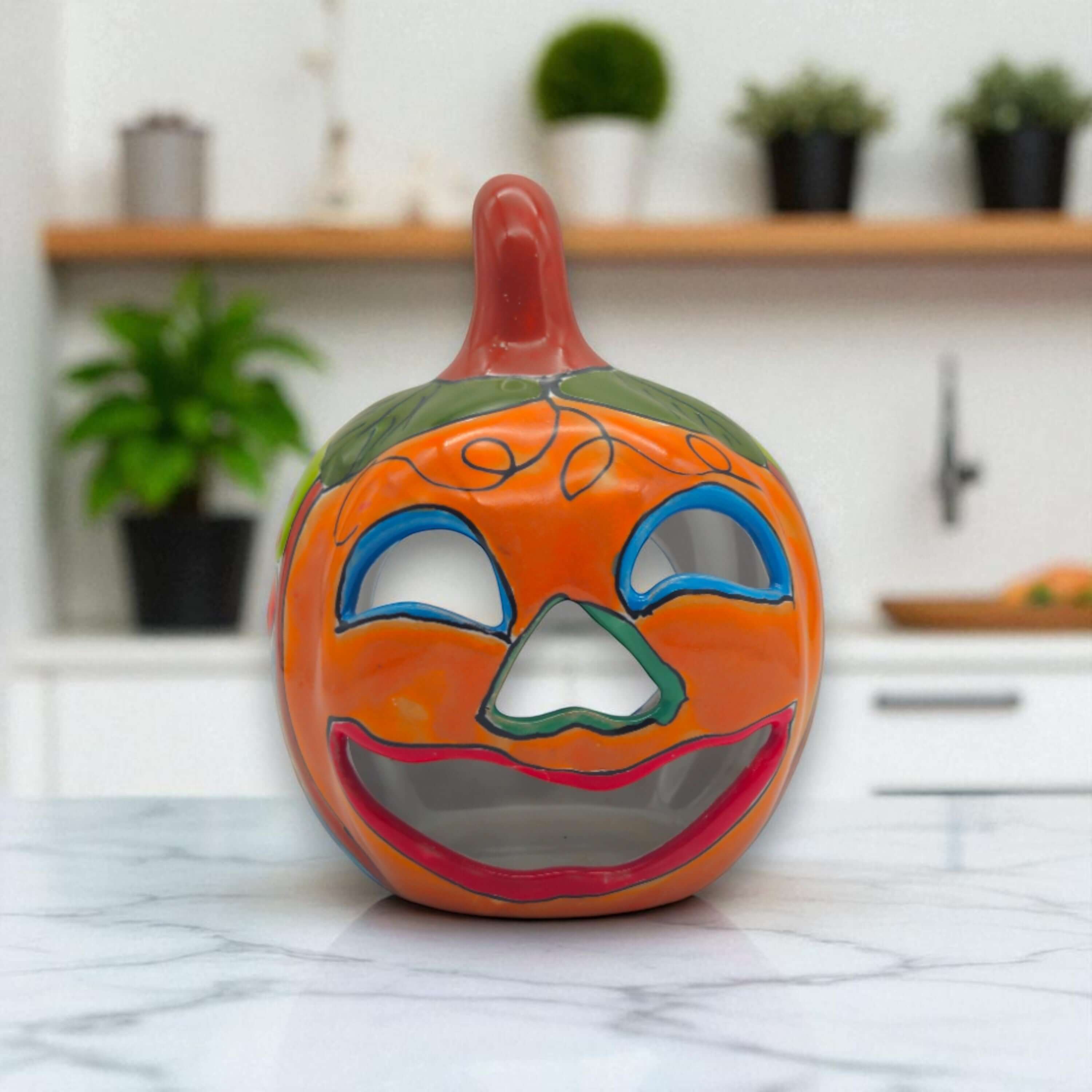Calabaza Talavera hecha a mano | Decoración mexicana de Halloween