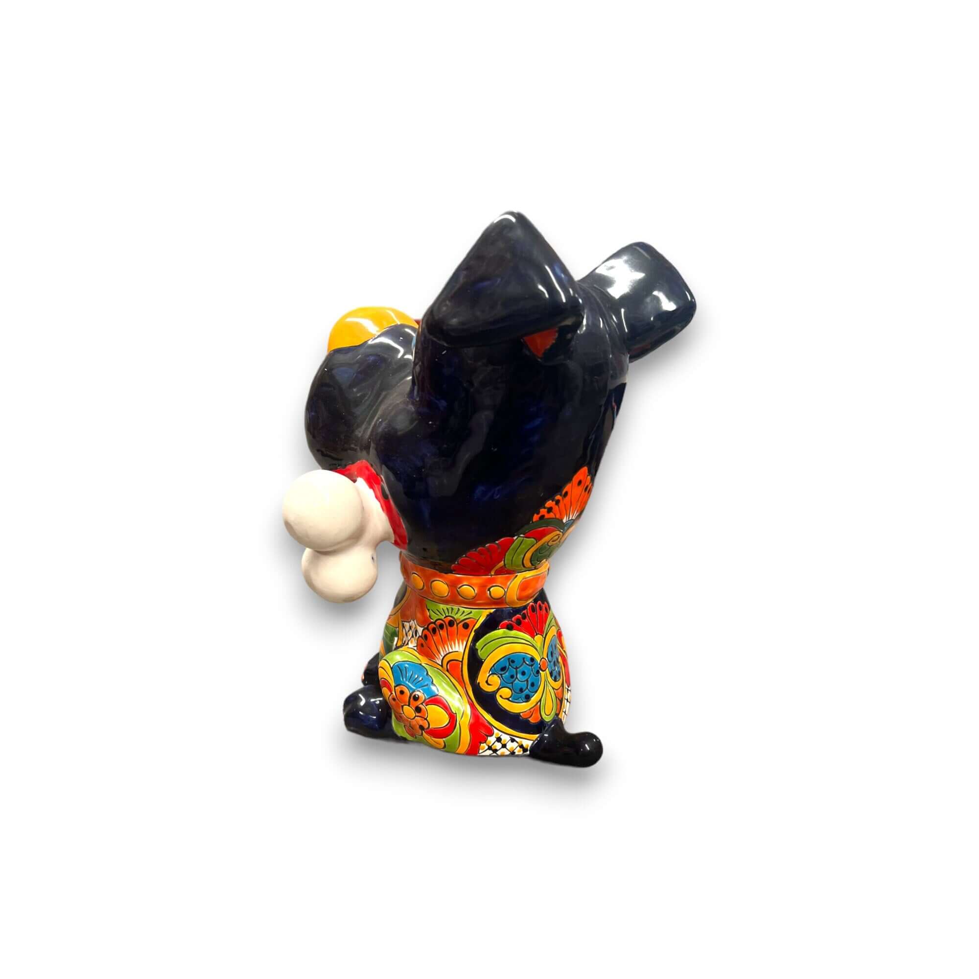Perro Talavera con hueso | Decoración canina de cerámica pintada a mano (extragrande)