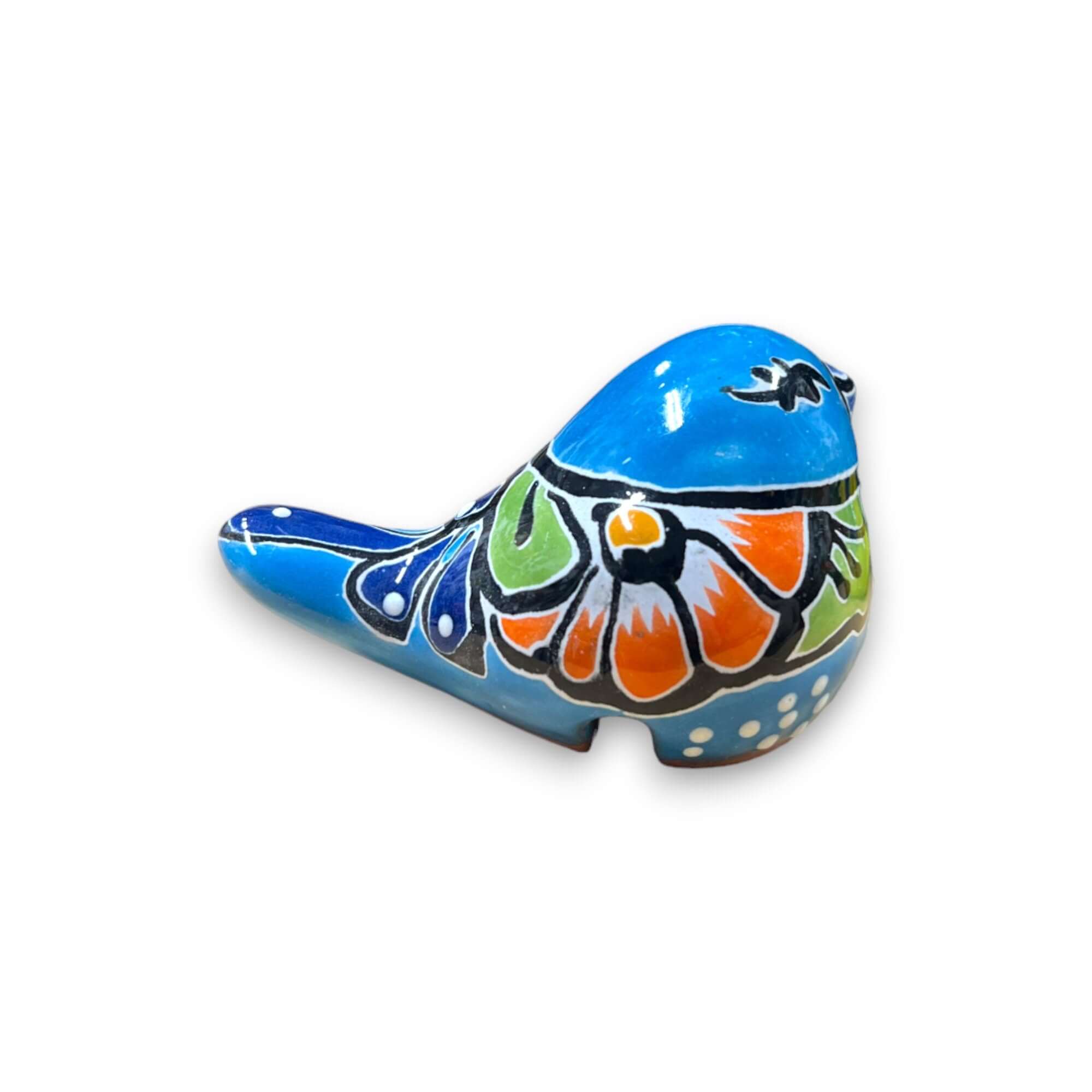 Pájaro Posado en Maceta de Talavera | Detalles Mexicanos Pintados a Mano