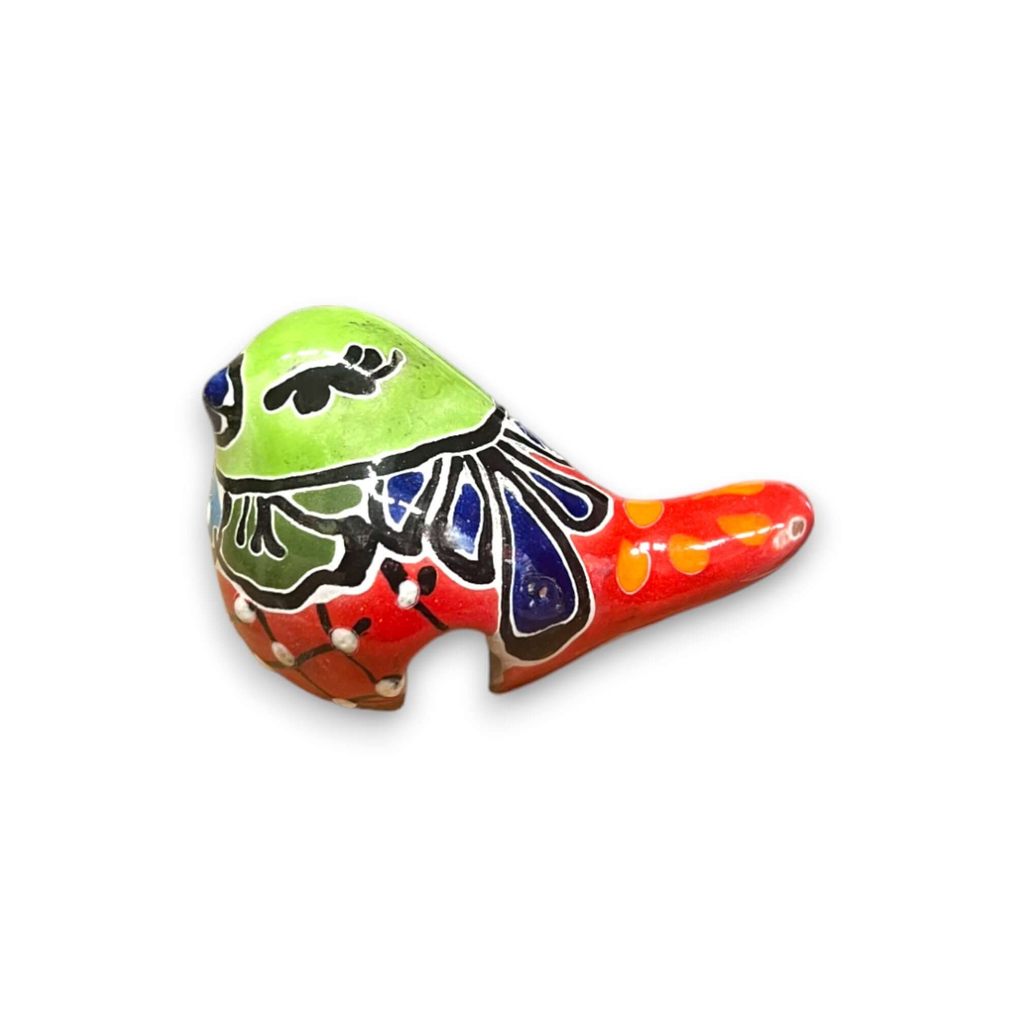 Pájaro Posado en Maceta de Talavera | Detalles Mexicanos Pintados a Mano