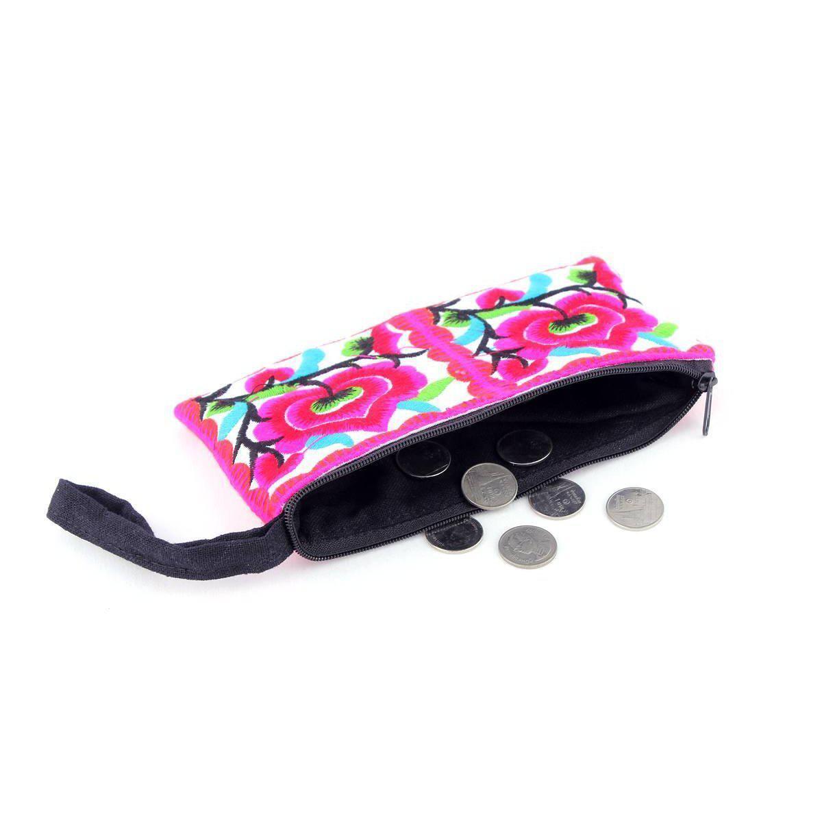 Hmong Embroidered Rectangle Small Wristlet Assorted - Thailand