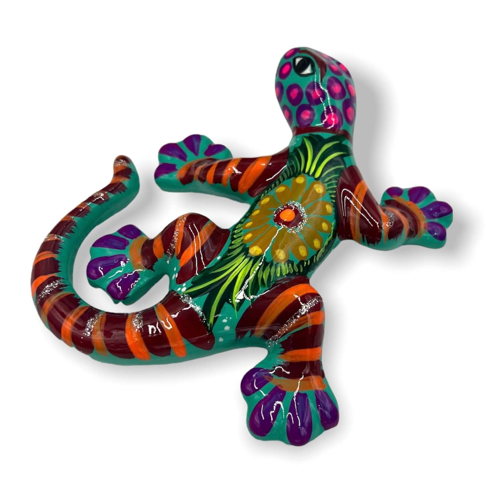 Hand-Painted Talavera Lizard Figurine | Colorful Mexican Wall Decor