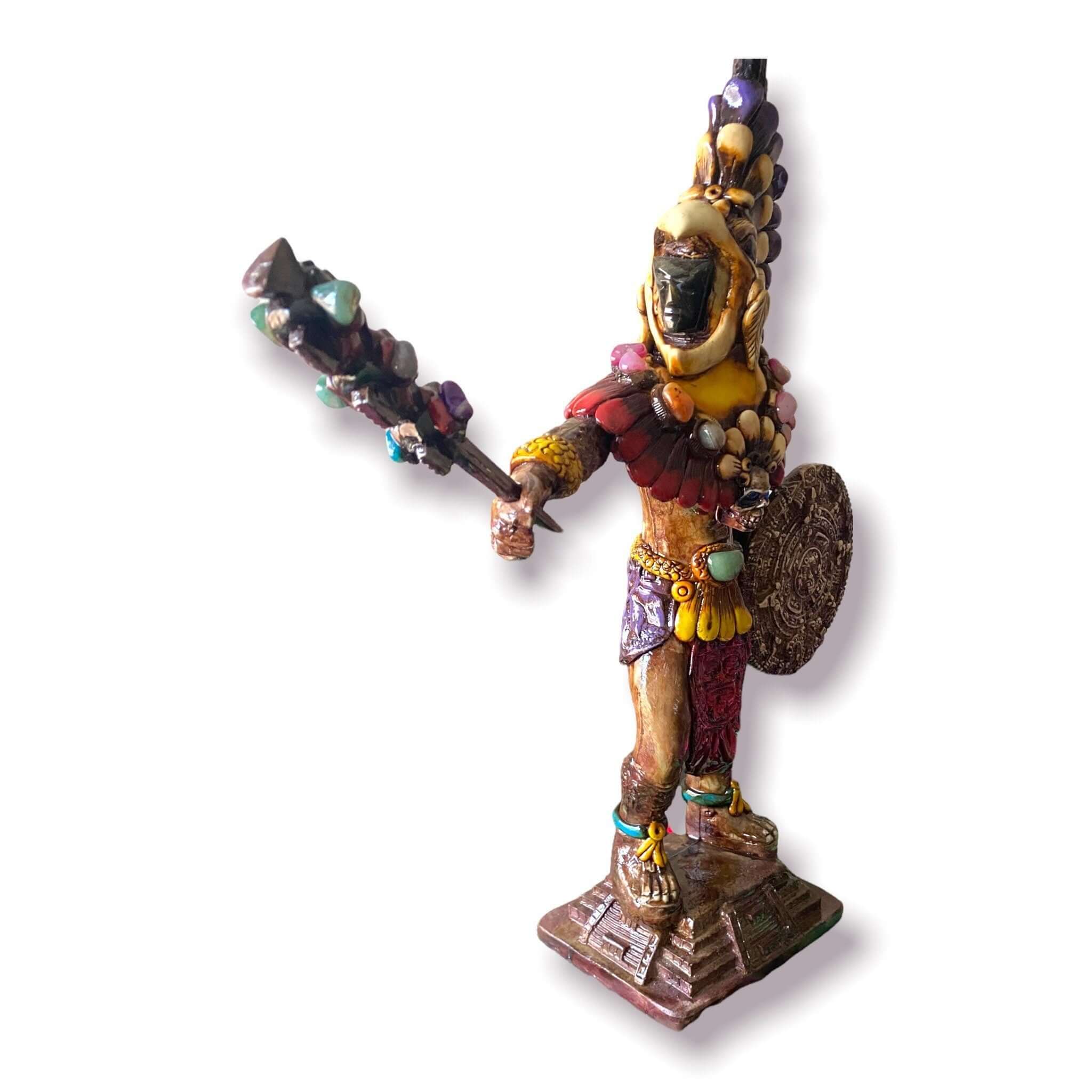 Estatua de guerrero azteca | Escultura cultural artesanal