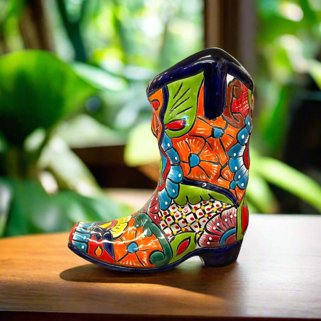 Colorful Boot Planter | Handcrafted Talavera Pot