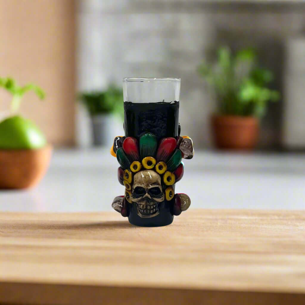 Vaso Tequilero Mexicano Artesanal | Diseño Guerrero Azteca