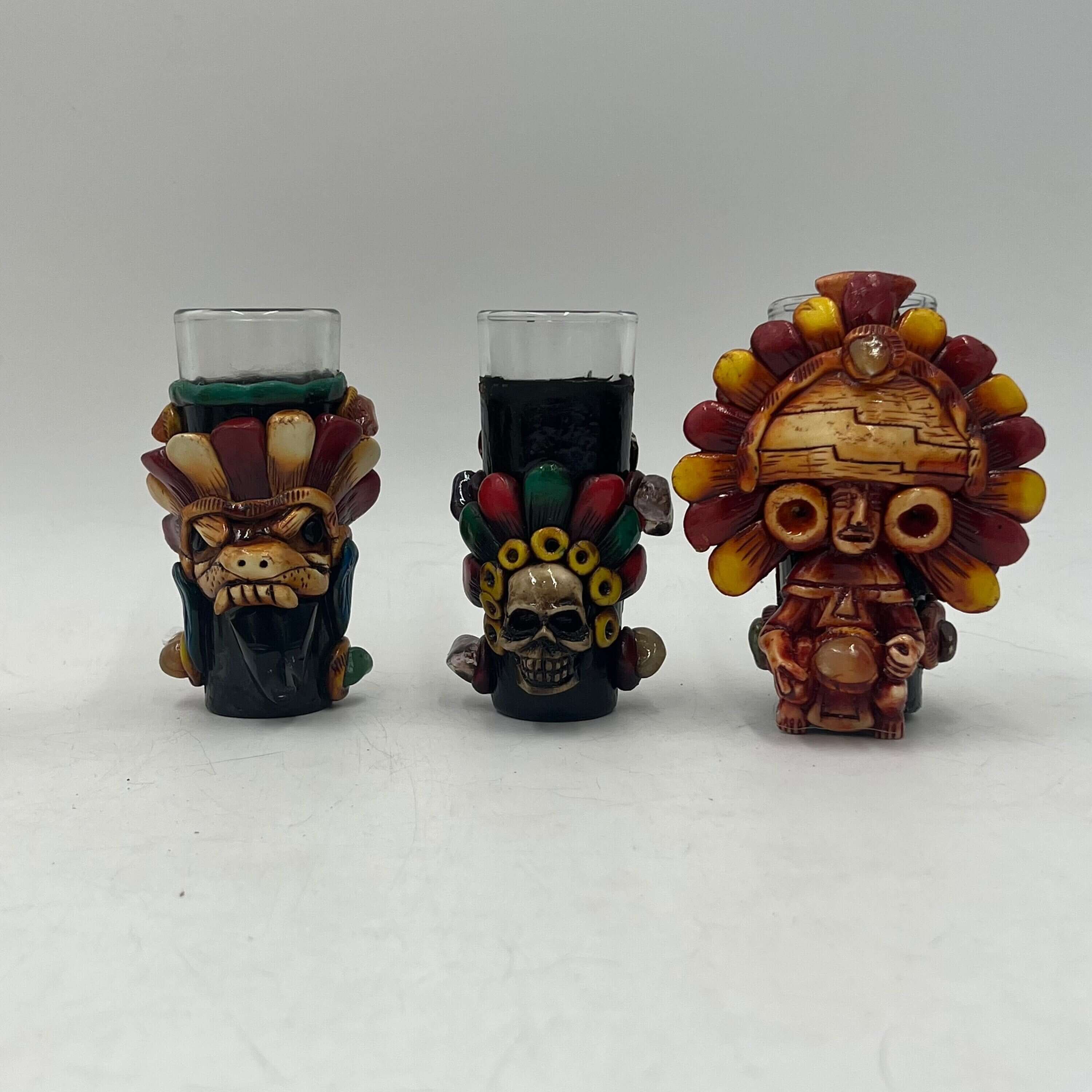 Vaso Tequilero Mexicano Artesanal | Diseño Guerrero Azteca