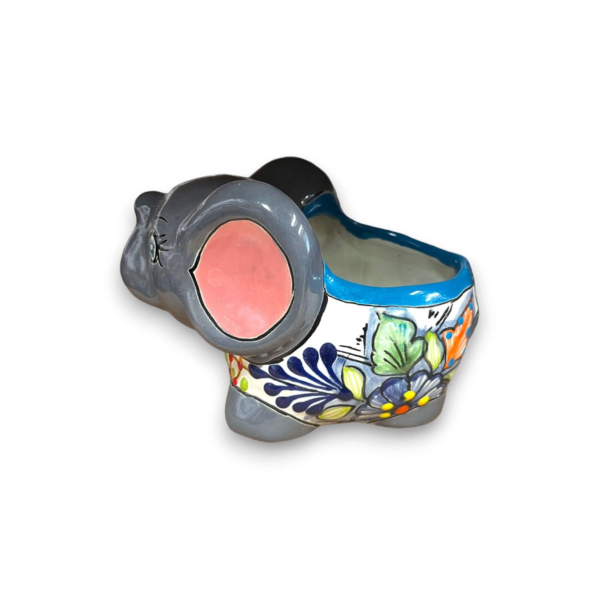 Macetas de Talavera de elefante pintadas a mano | Maceta pequeña de Talavera colorida